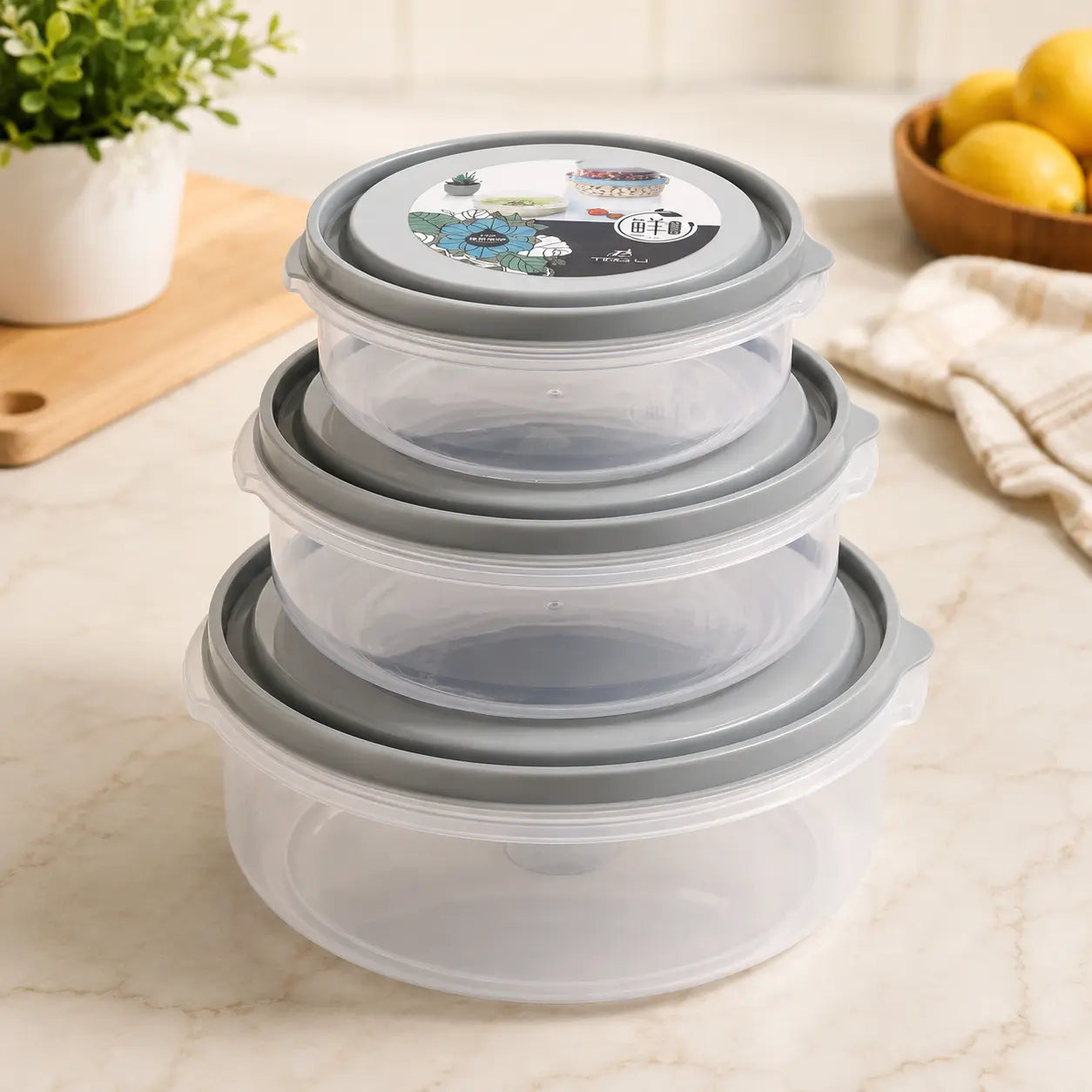 3-Piece Round Food Storage Container Set