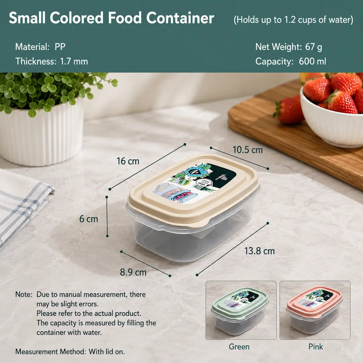 3-Piece Rectangular Food Storage Container Set with Lids