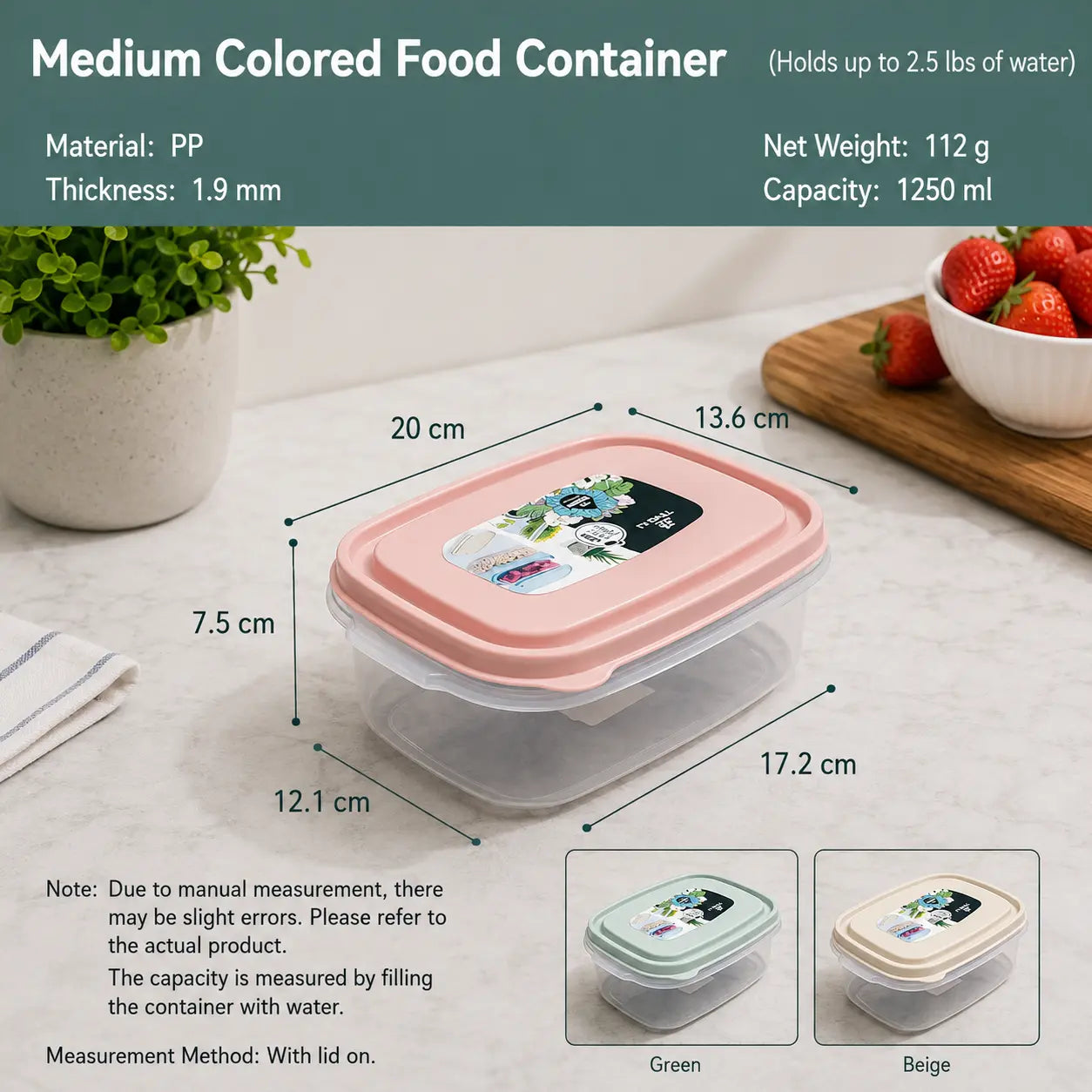 3-Piece Rectangular Food Storage Container Set with Lids