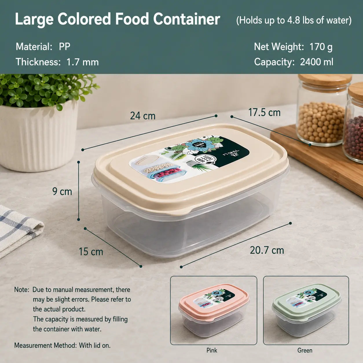3-Piece Rectangular Food Storage Container Set with Lids