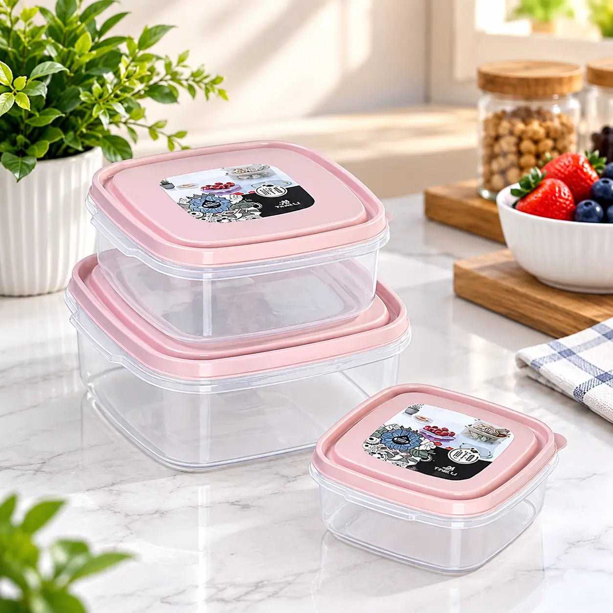 3-Piece Square Food Storage Container Set
