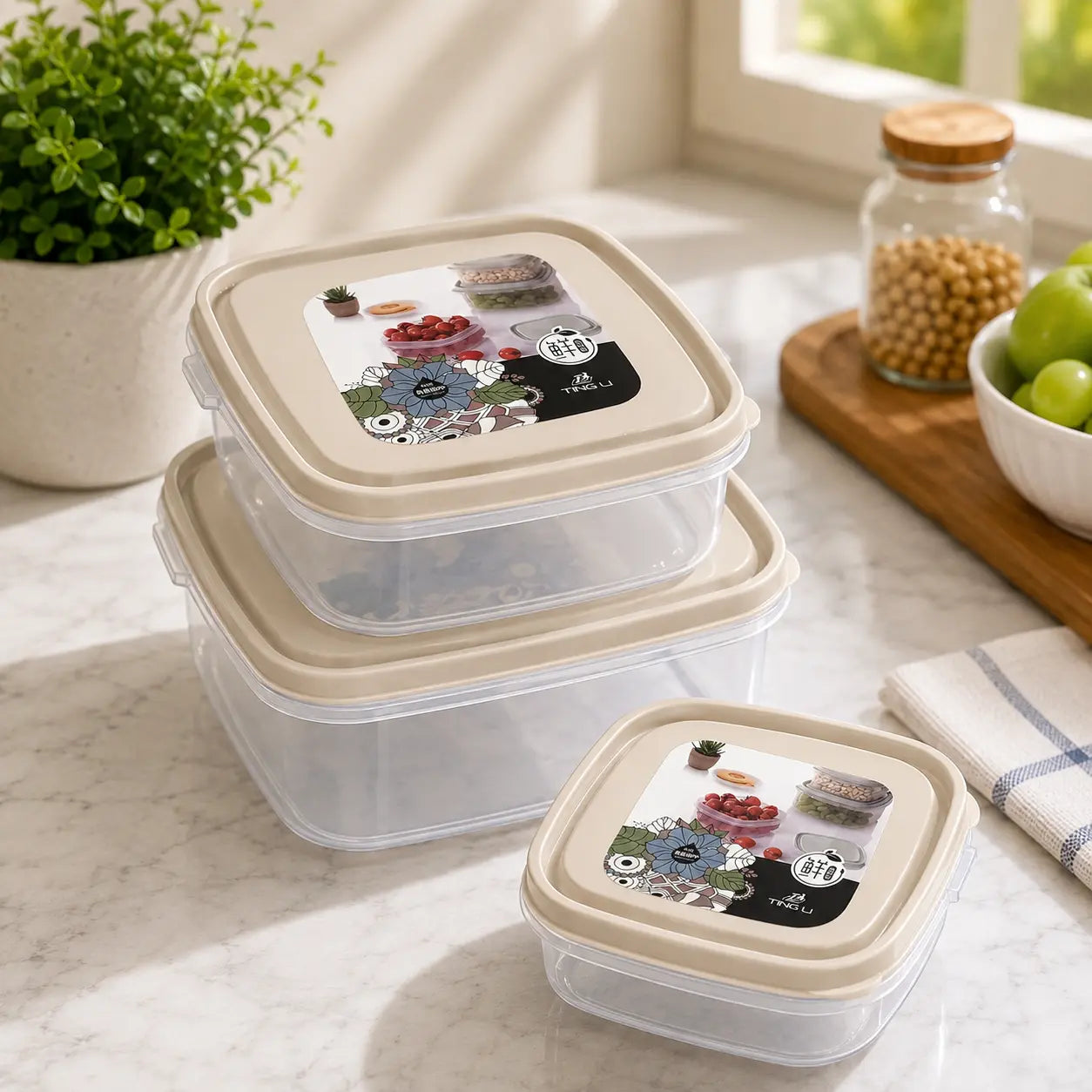 3-Piece Square Food Storage Container Set