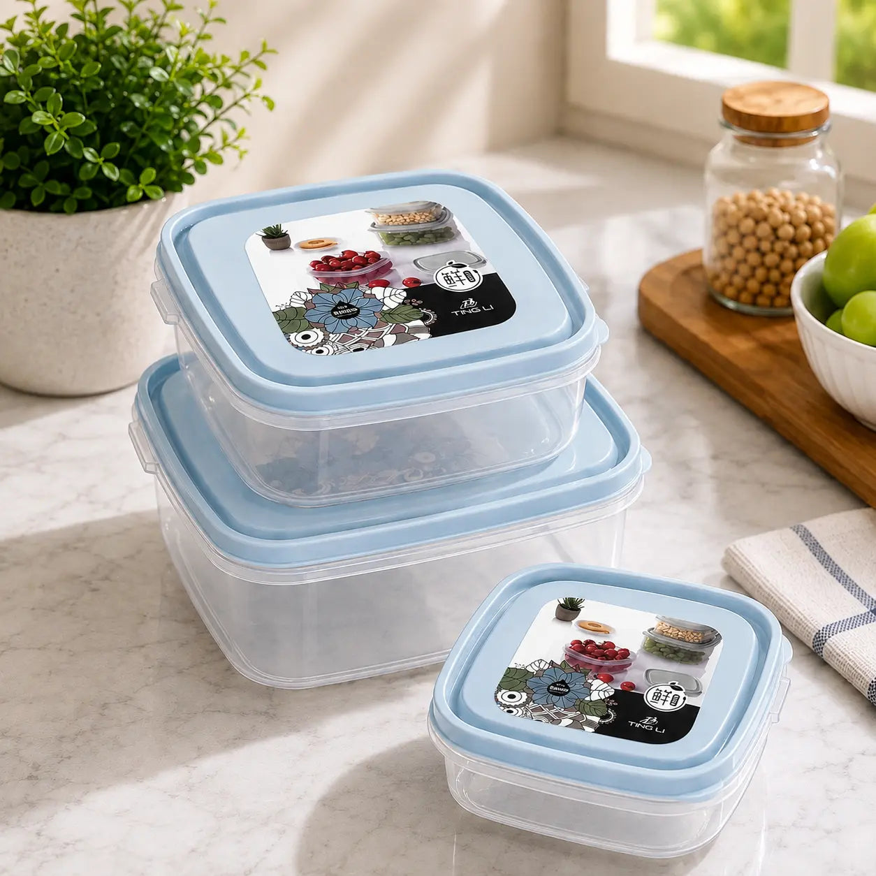 3-Piece Square Food Storage Container Set