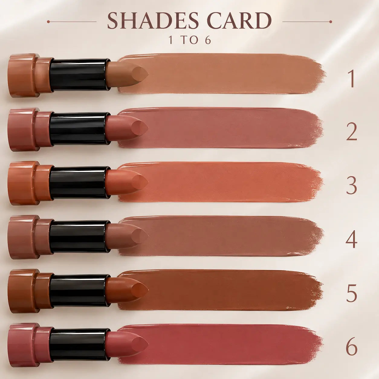 Pack Of 6 Creamy Nude Lipstick 6 Shades