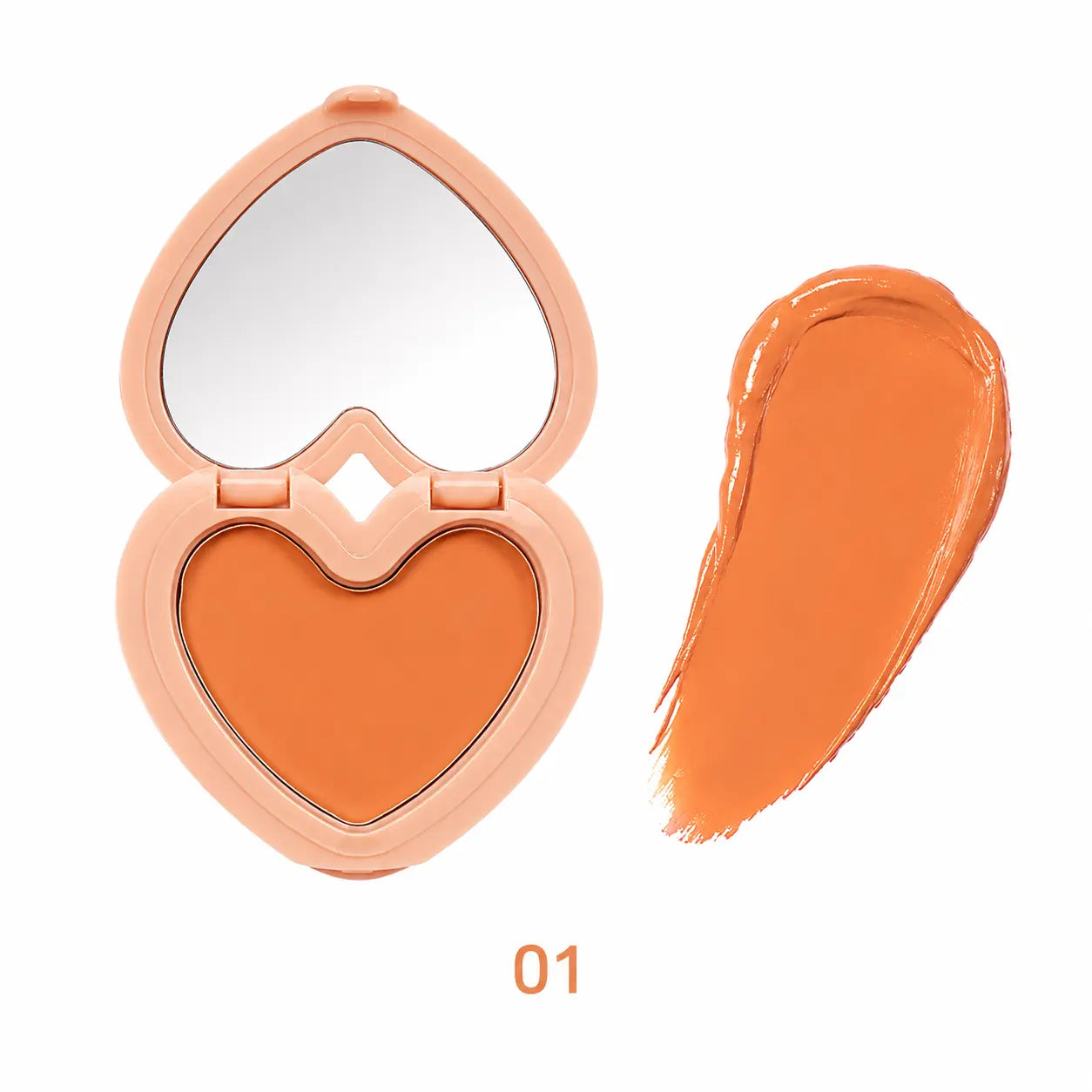 Heart Shaped Cream Blush with Mirror
