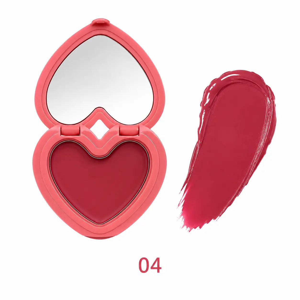 Heart Shaped Cream Blush with Mirror