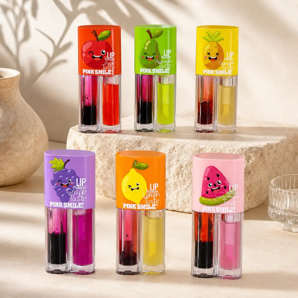 Pink Smile Fruity Lip Plumper Duo 2-in-1 Lip Gloss Set