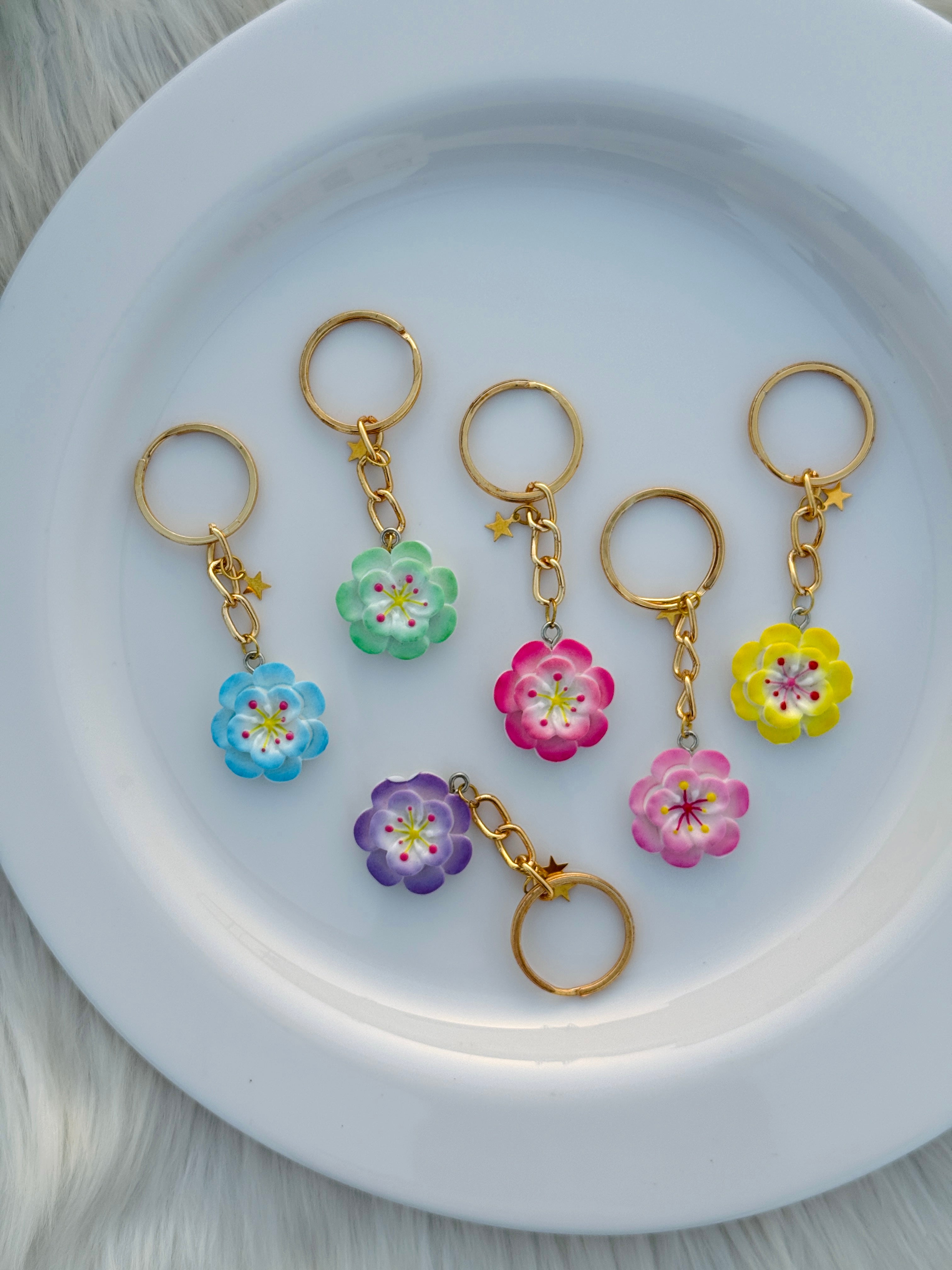 Blossom Bloom Keychain Collection Pastel Flower Charms