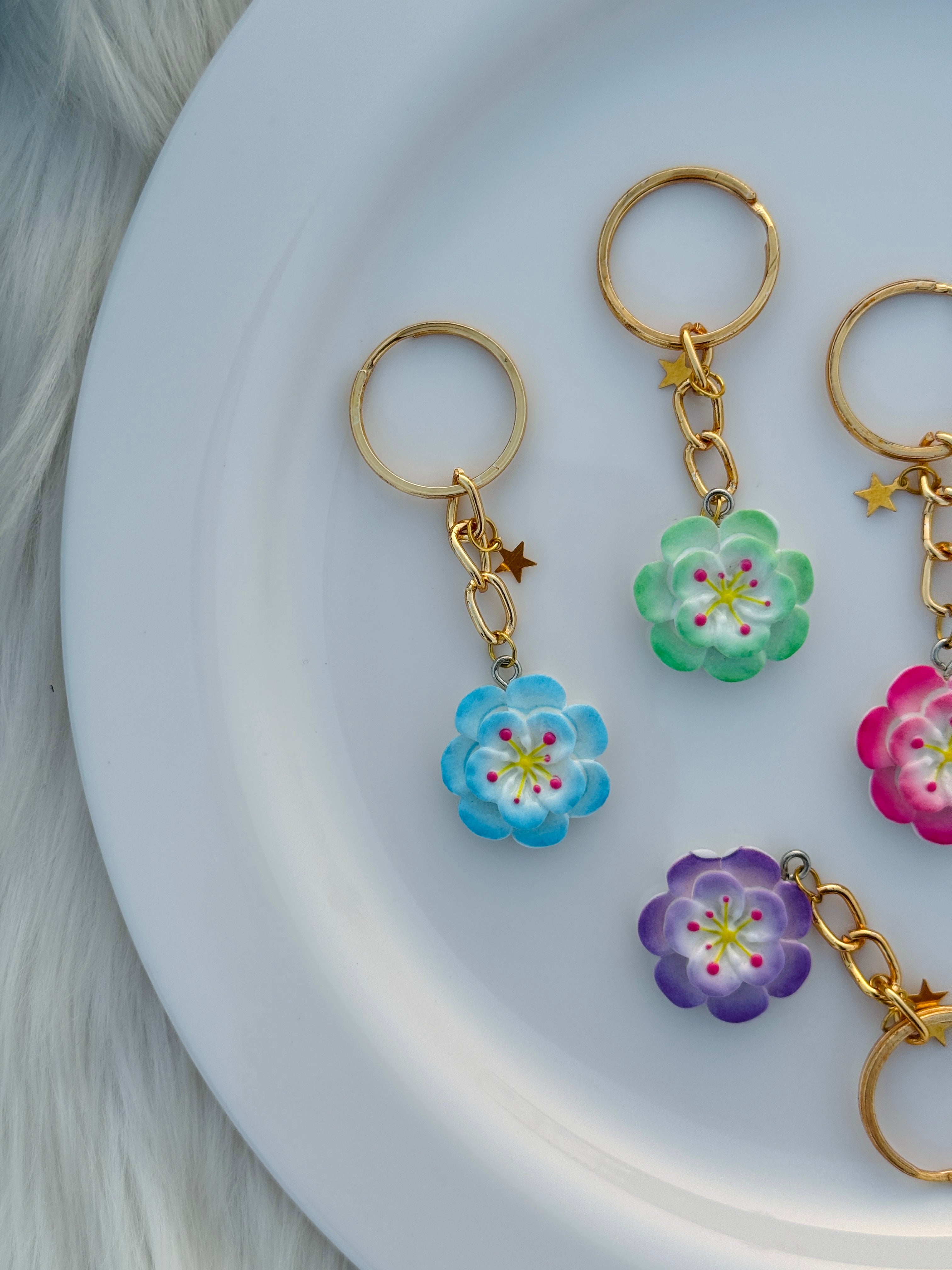 Blossom Bloom Keychain Collection Pastel Flower Charms