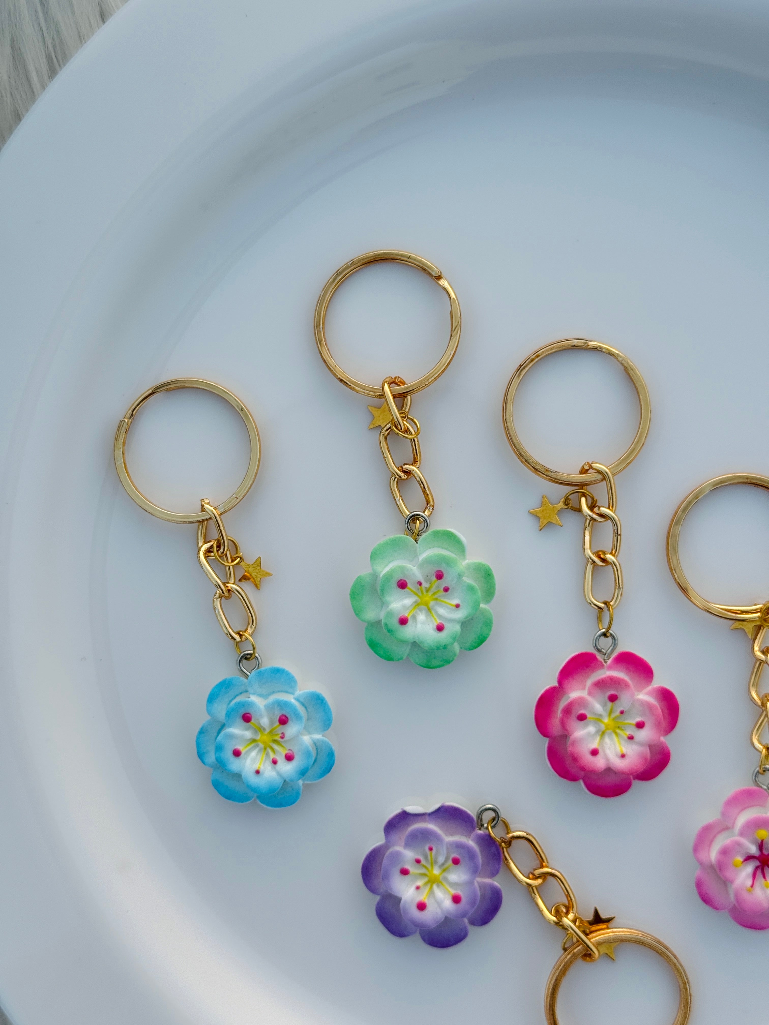 Blossom Bloom Keychain Collection Pastel Flower Charms