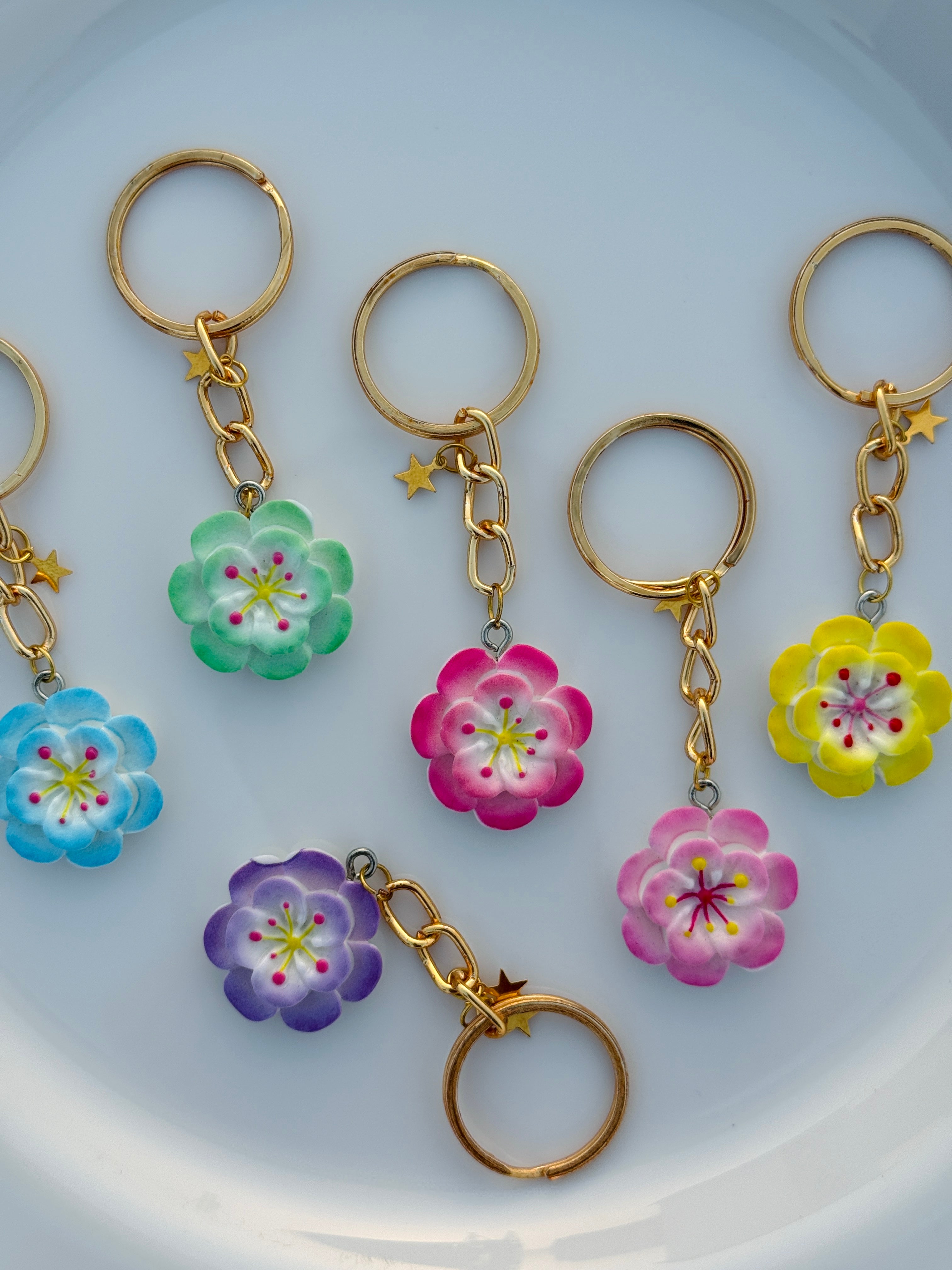 Blossom Bloom Keychain Collection Pastel Flower Charms