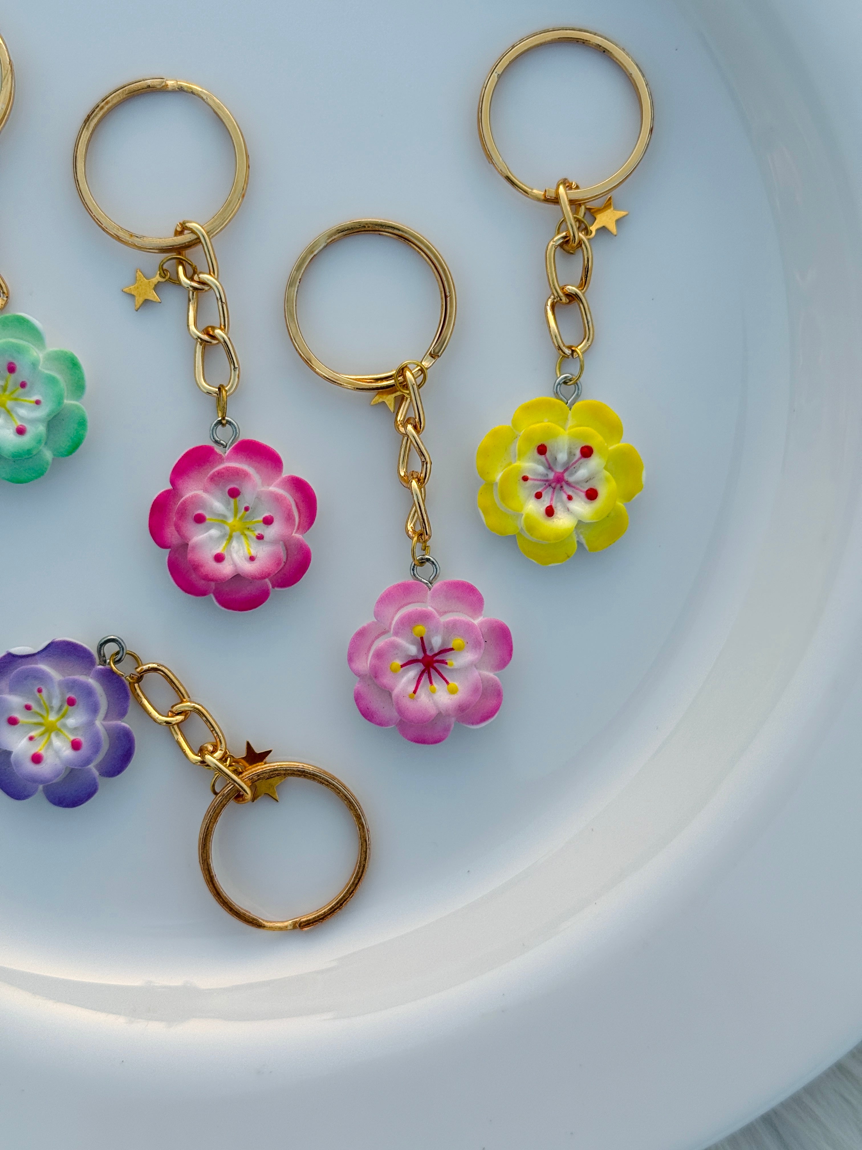 Blossom Bloom Keychain Collection Pastel Flower Charms