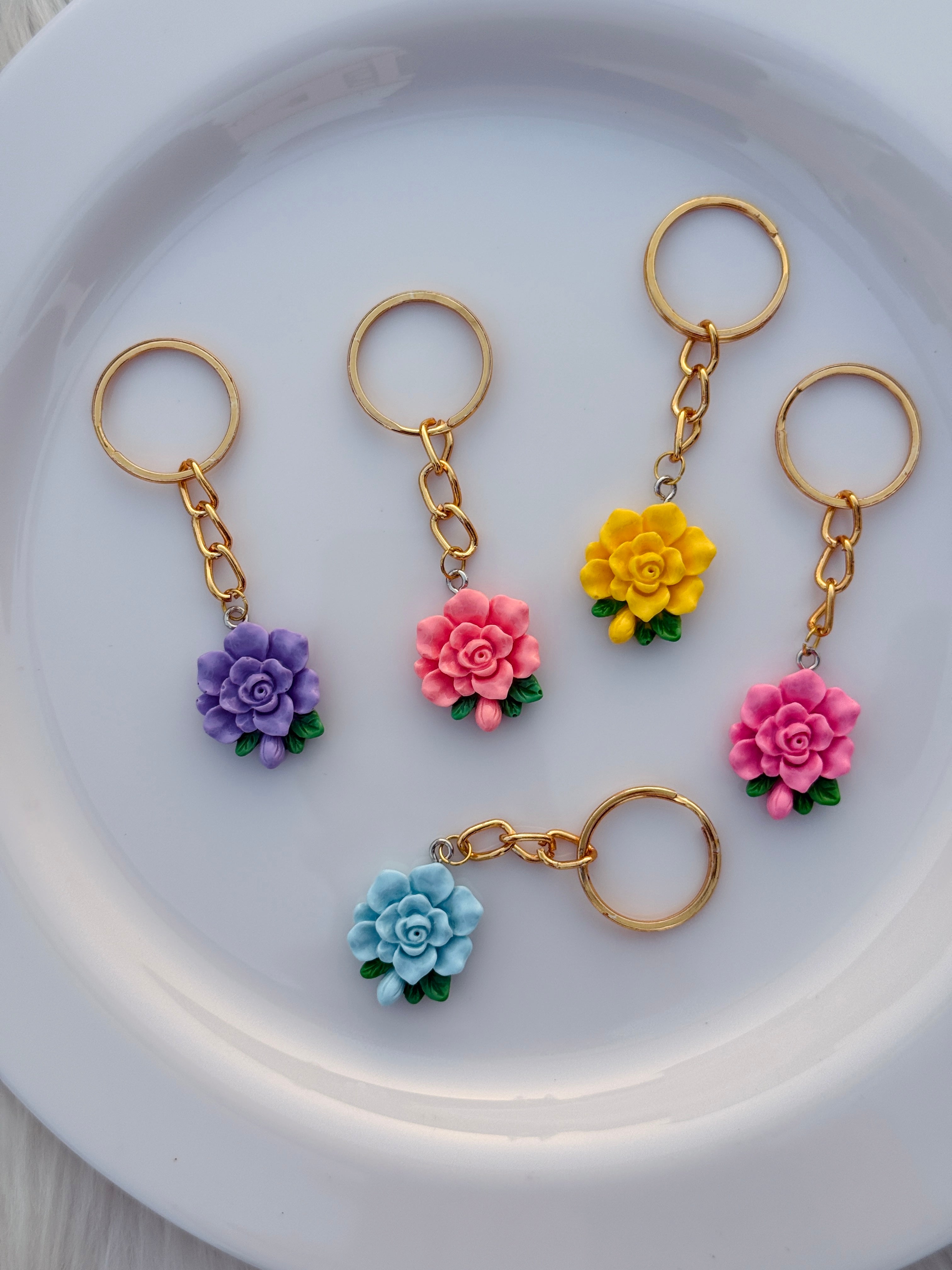 Rose Bloom Keychain Collection Elegant Floral Charms