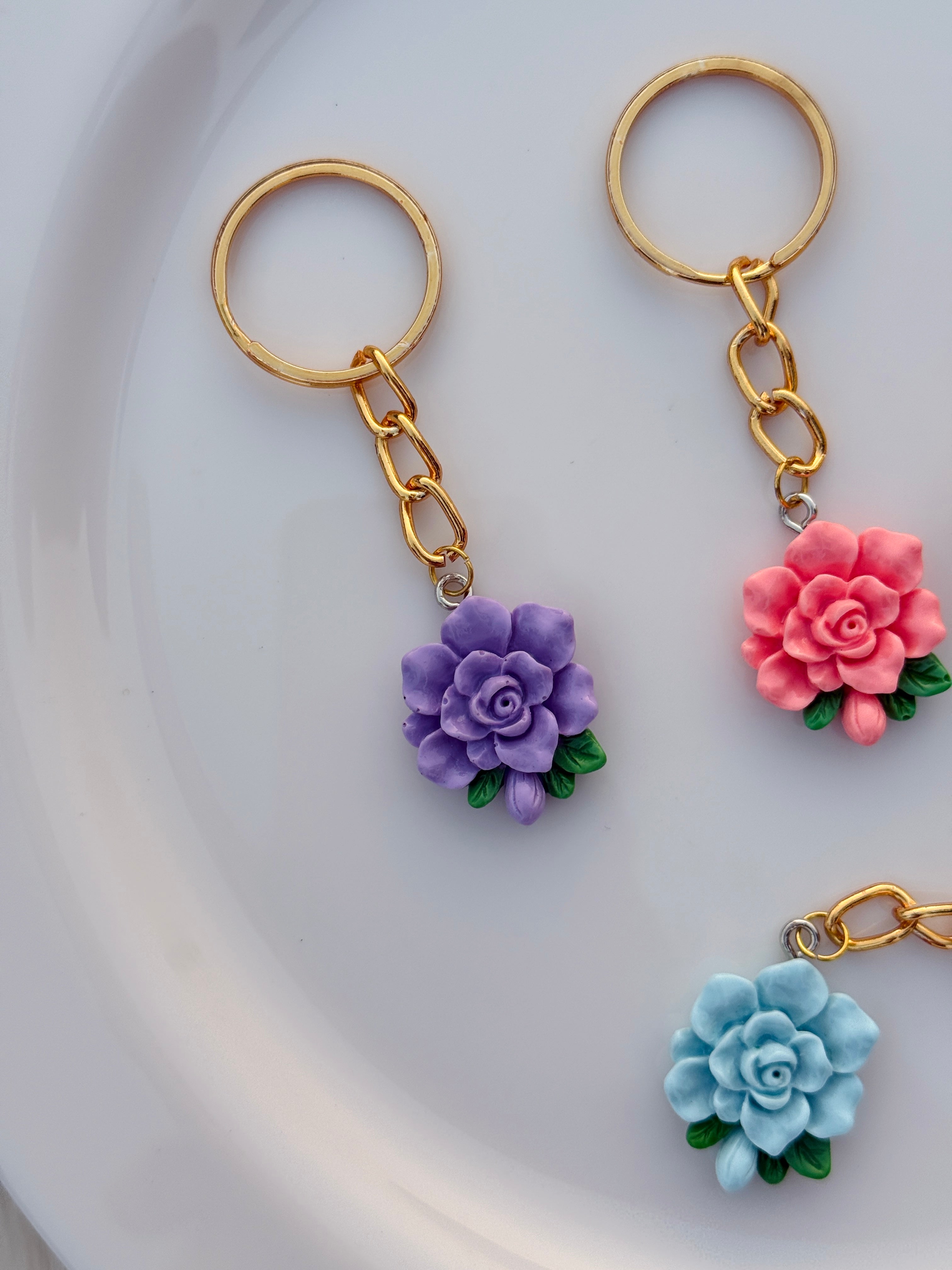 Rose Bloom Keychain Collection Elegant Floral Charms