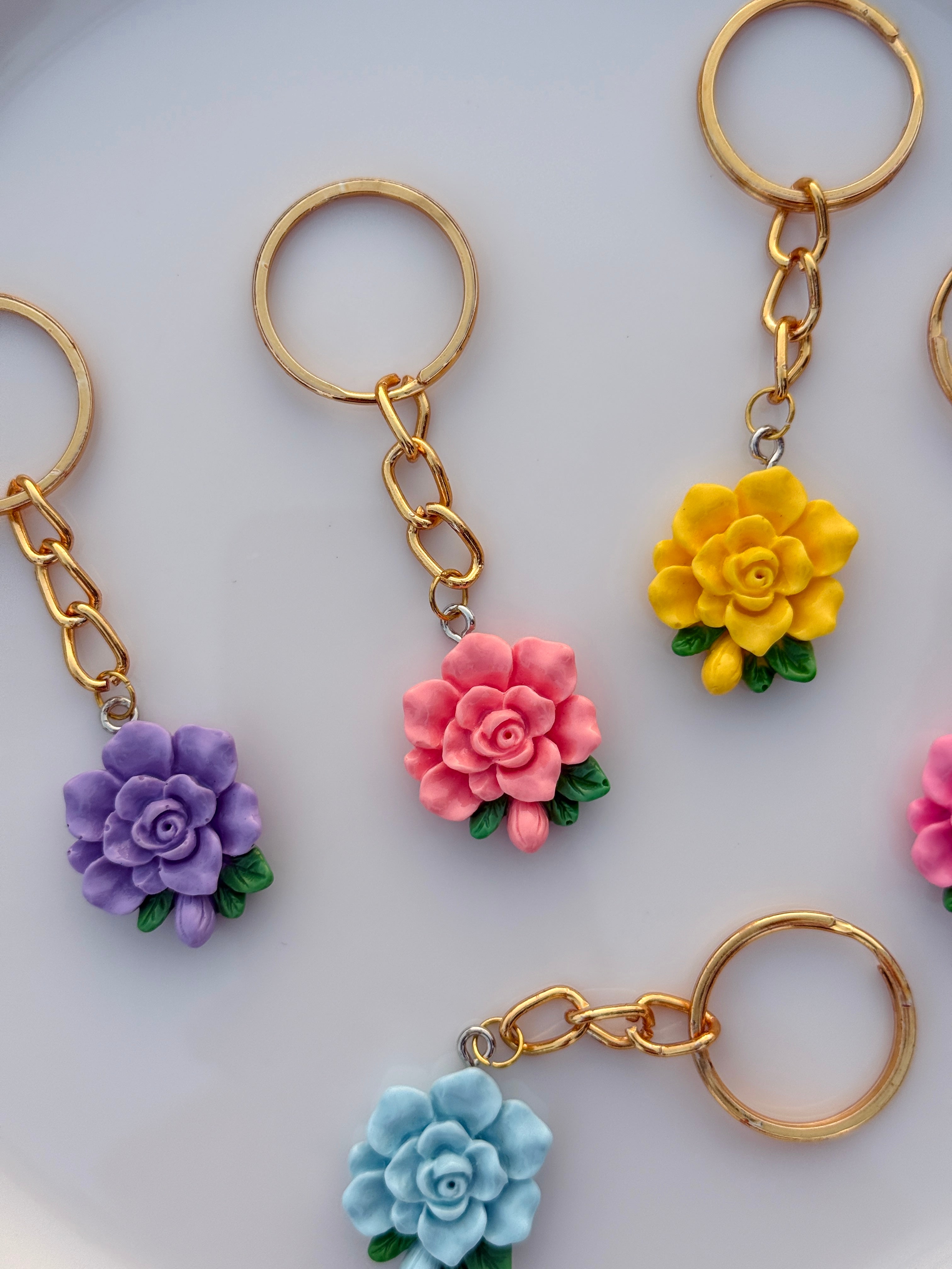 Rose Bloom Keychain Collection Elegant Floral Charms