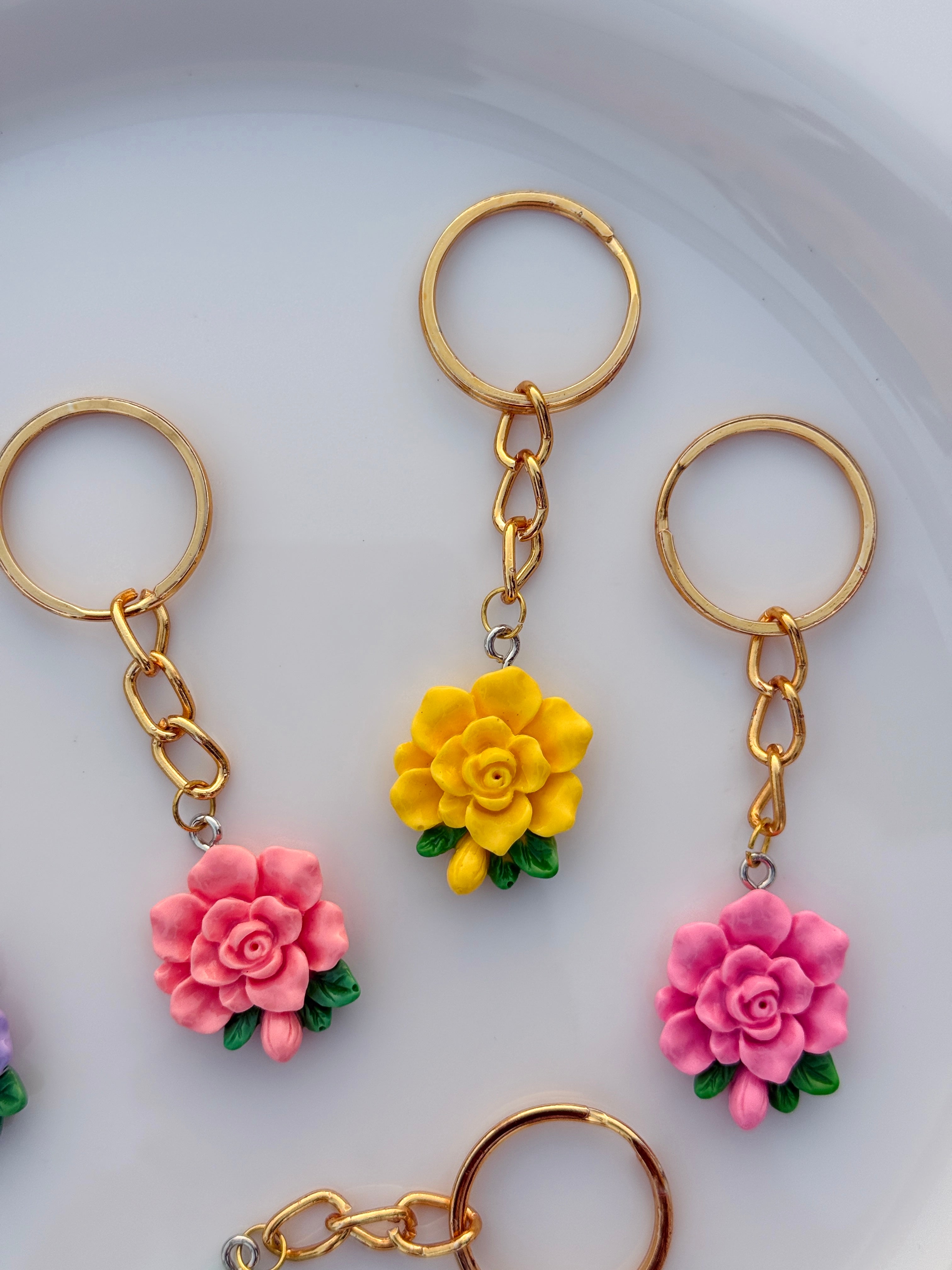 Rose Bloom Keychain Collection Elegant Floral Charms