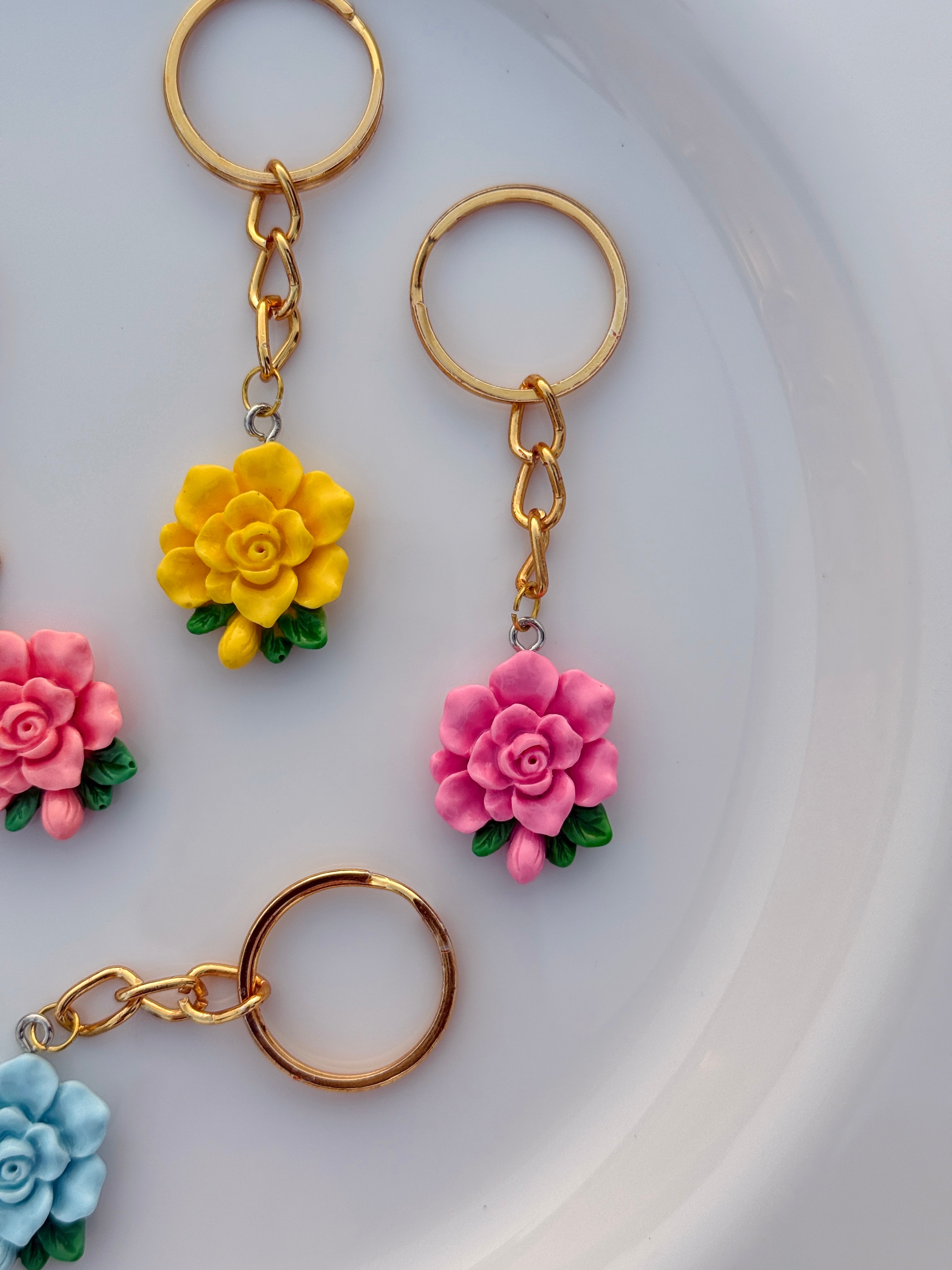 Rose Bloom Keychain Collection Elegant Floral Charms