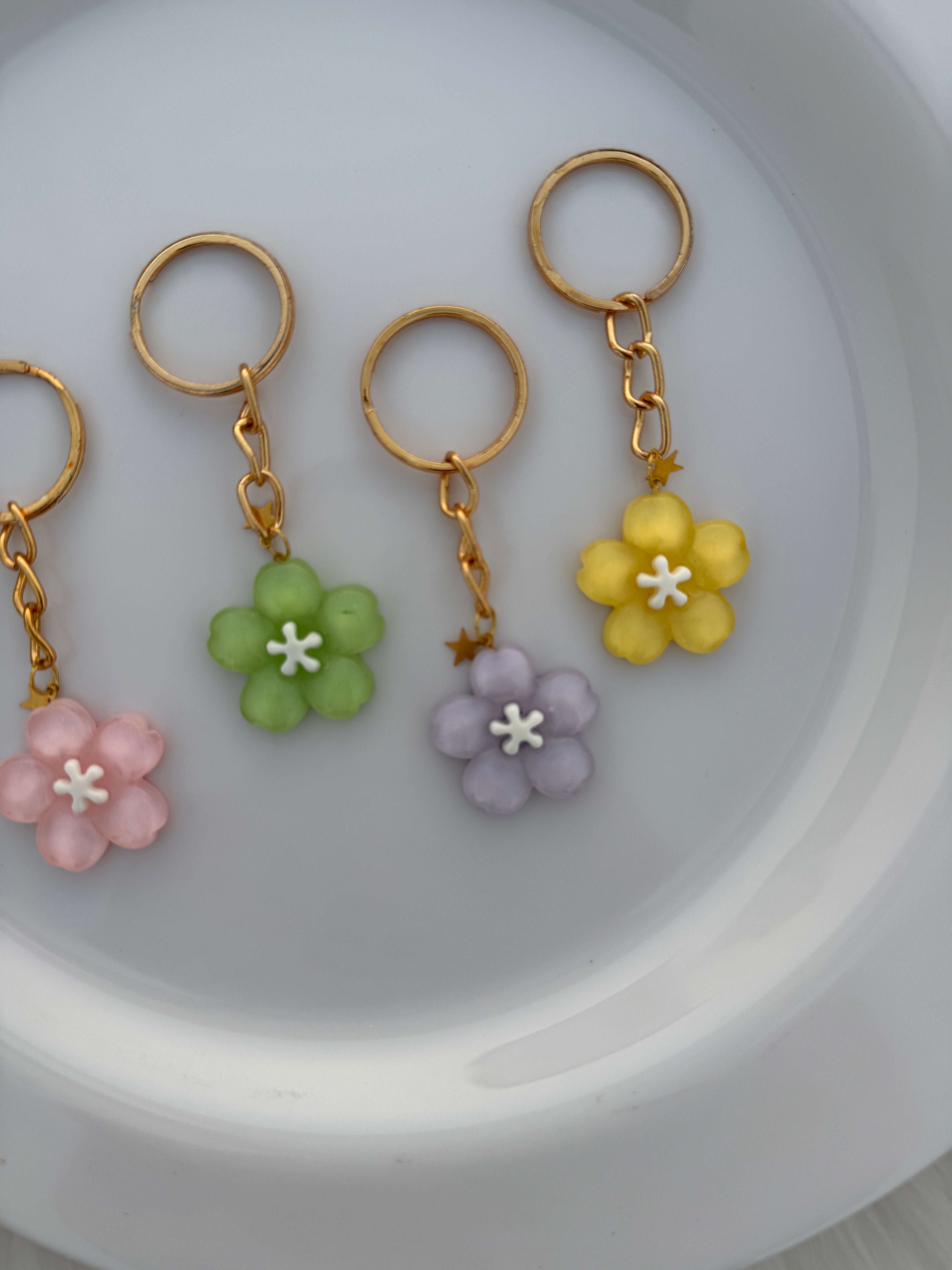 Pastel Bloom Keychain Set Soft Floral Charms