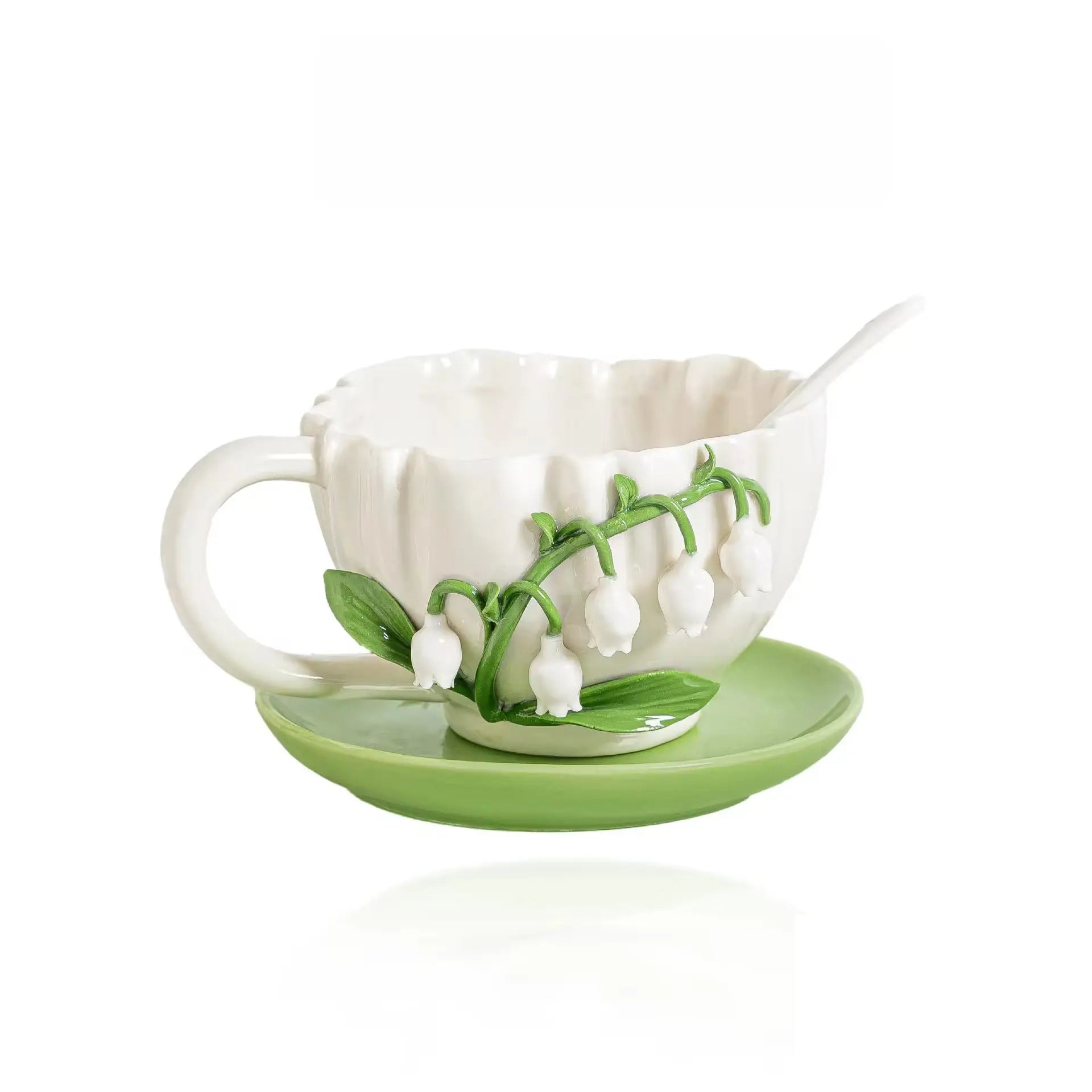 Lily of the Valley Ceramic Tea Cup & Saucer Set Sparkels  Sparkels