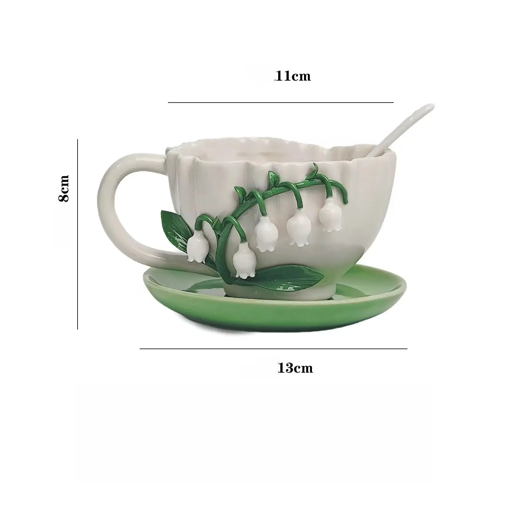 Lily of the Valley Ceramic Tea Cup & Saucer Set Sparkels  Sparkels