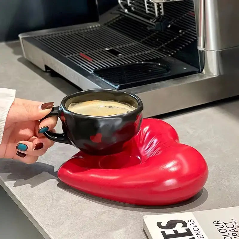 Heart Ceramic Cup & Saucer Set Sparkels  Sparkels