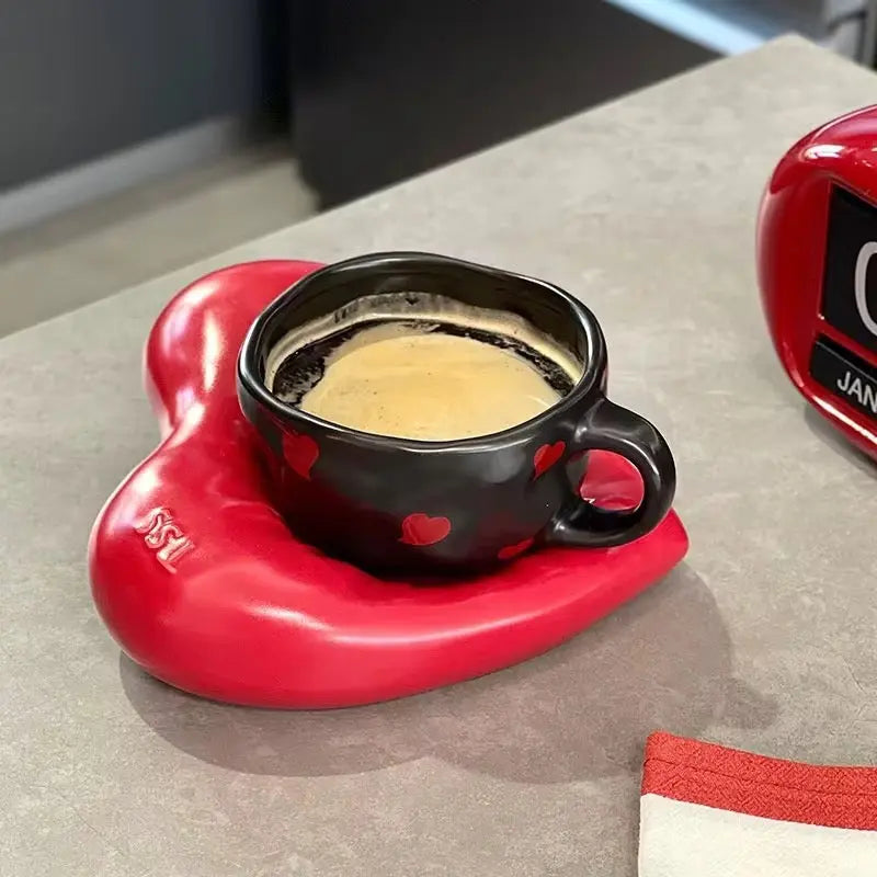 Heart Ceramic Cup & Saucer Set Sparkels  Sparkels