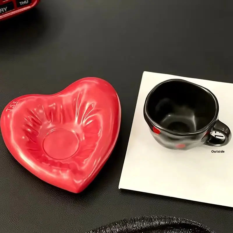 Heart Ceramic Cup & Saucer Set Sparkels  Sparkels