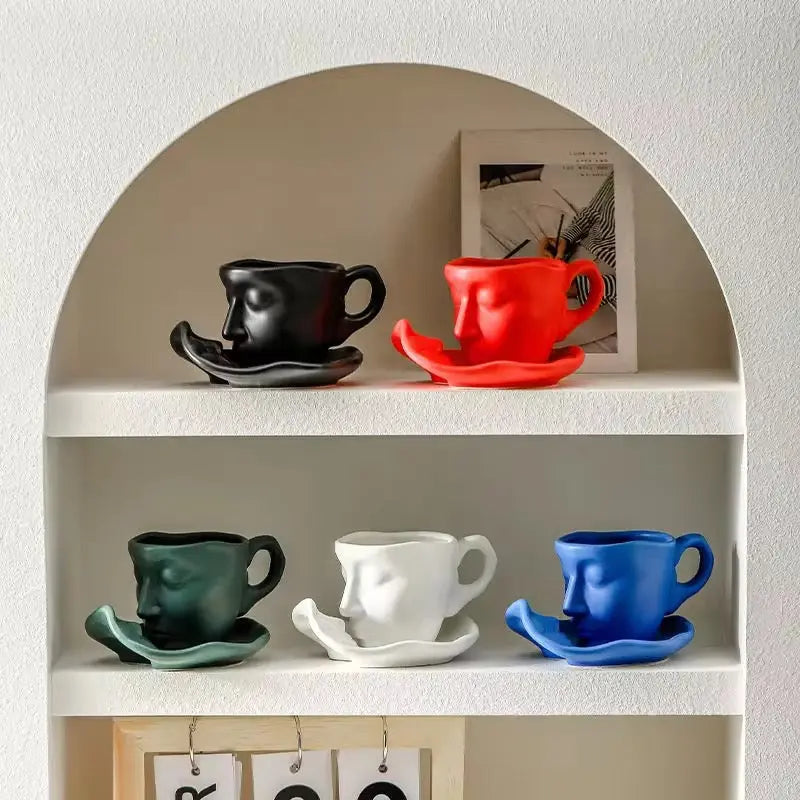 Mini Face Art Ceramic Cup & Saucer Sparkels  Sparkels