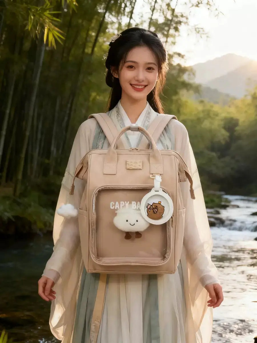 Cute Capybara Transparent Backpack Sparkels  Sparkels