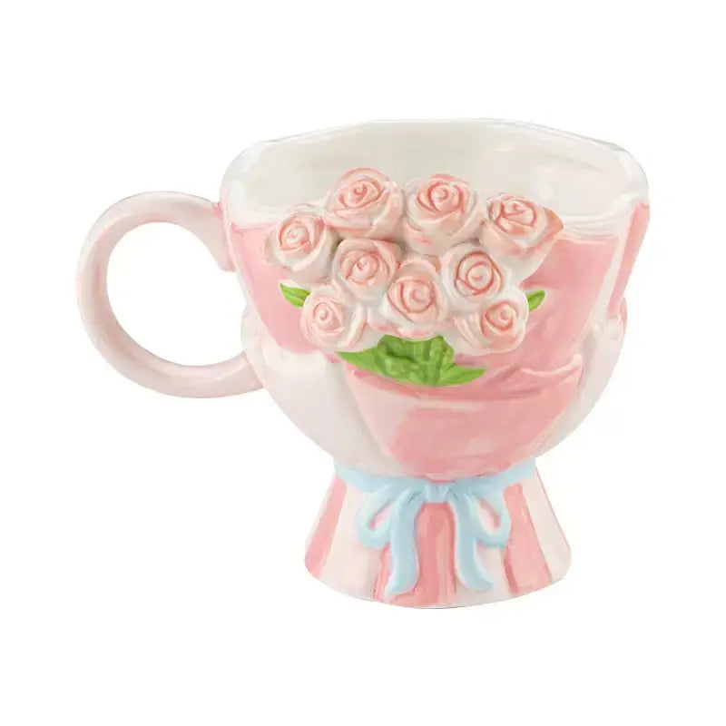 Pastel Rose Bouquet Ceramic Mug Sparkels  Sparkels