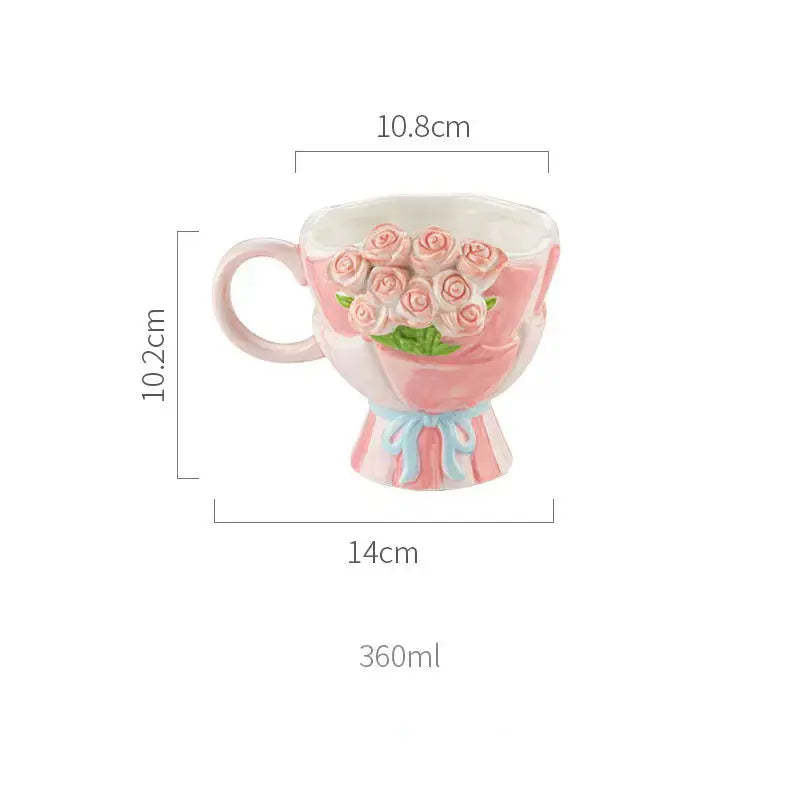 Pastel Rose Bouquet Ceramic Mug Sparkels  Sparkels
