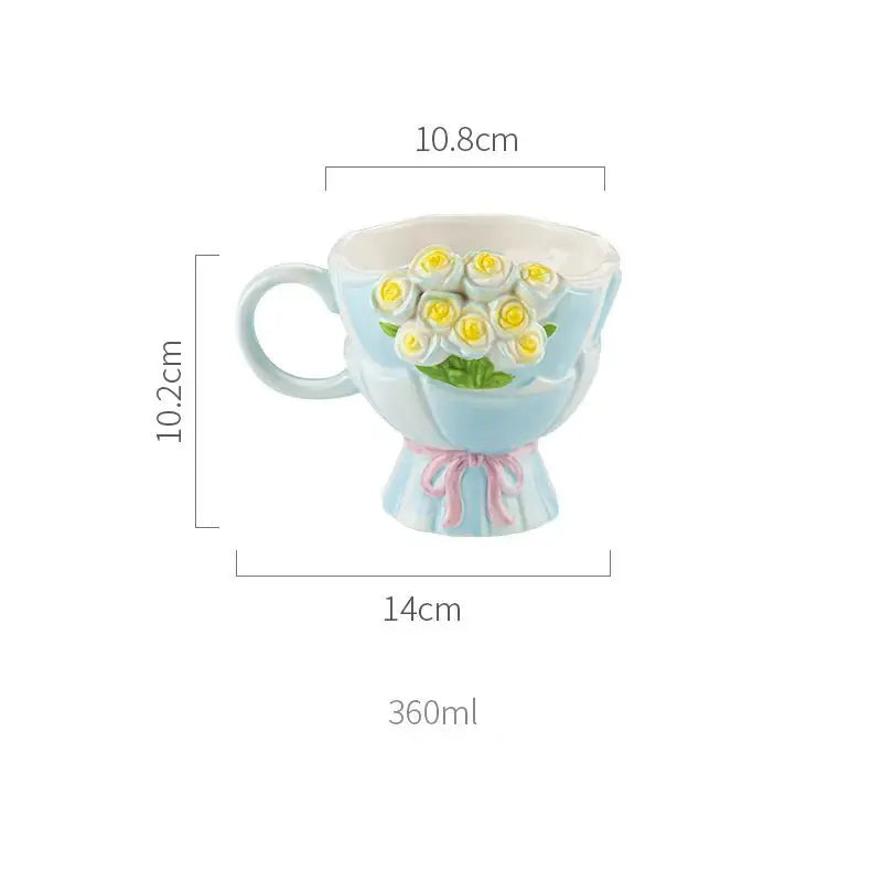 Pastel Rose Bouquet Ceramic Mug Sparkels  Sparkels
