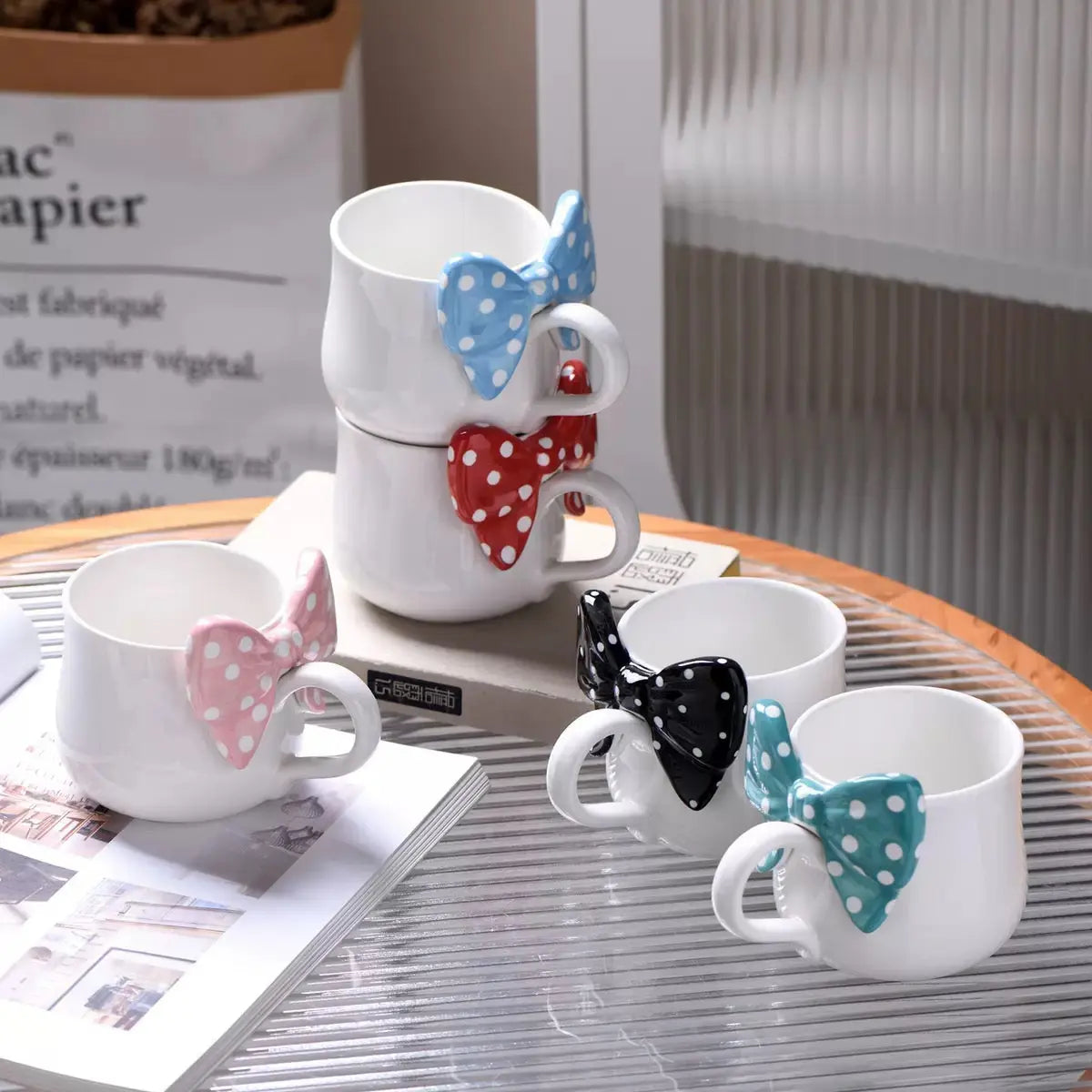 Polka Bow Ceramic Mug Sparkels  Sparkels