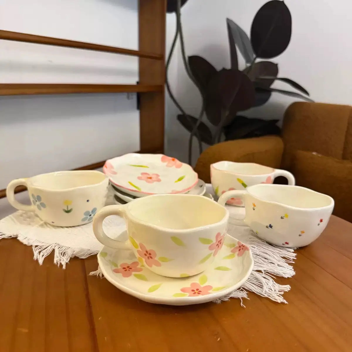 Pastel Floral Ceramic Cup & Saucer Sparkels  Sparkels