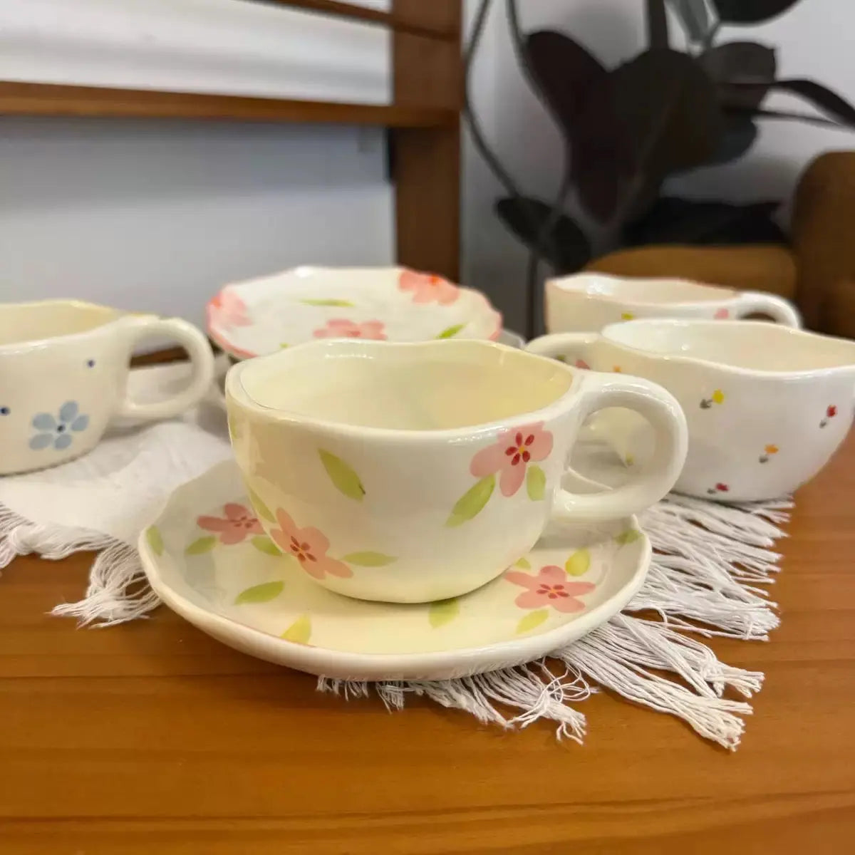 Pastel Floral Ceramic Cup & Saucer Sparkels  Sparkels