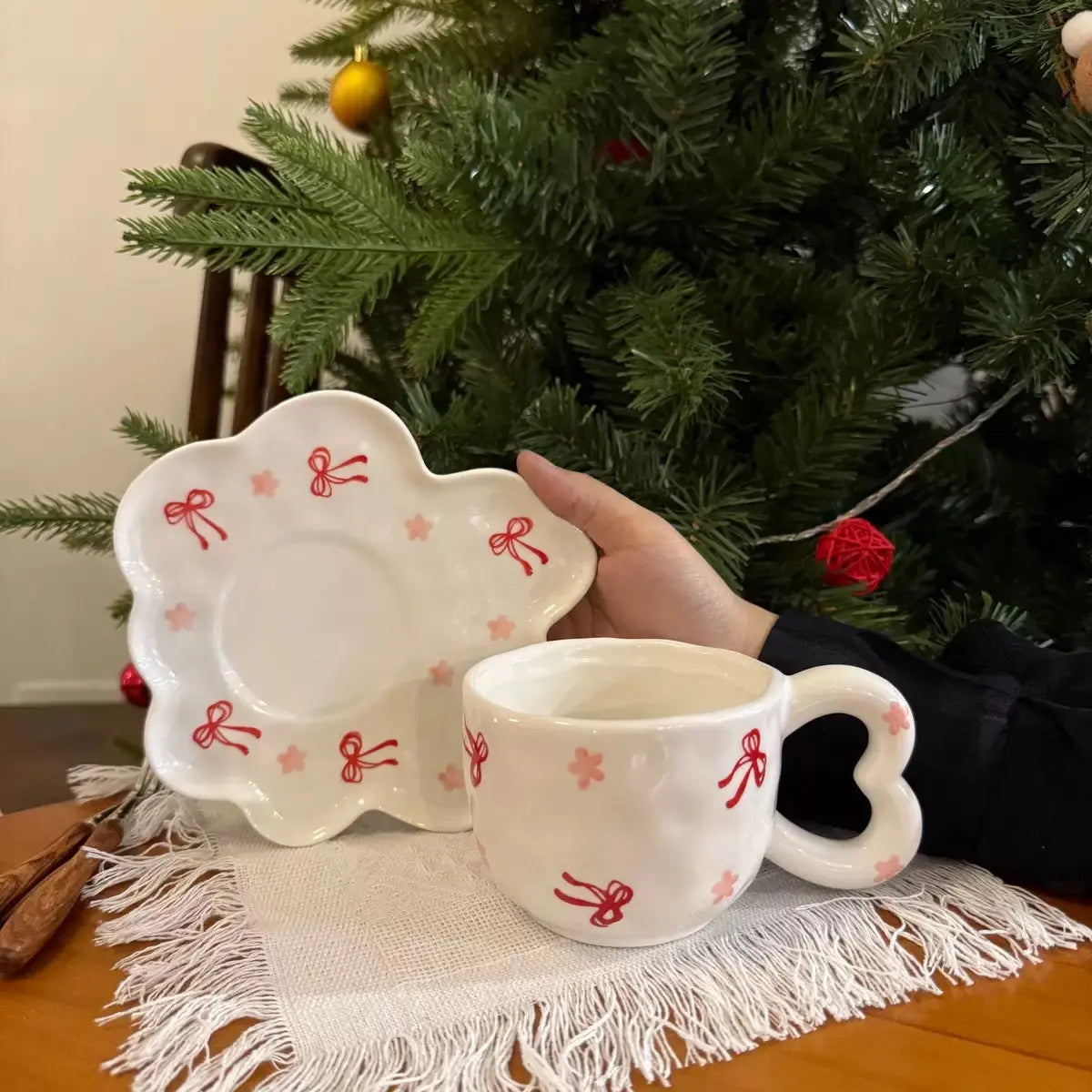 Ribbon Blossom Ceramic Cup & Saucer Sparkels  Sparkels