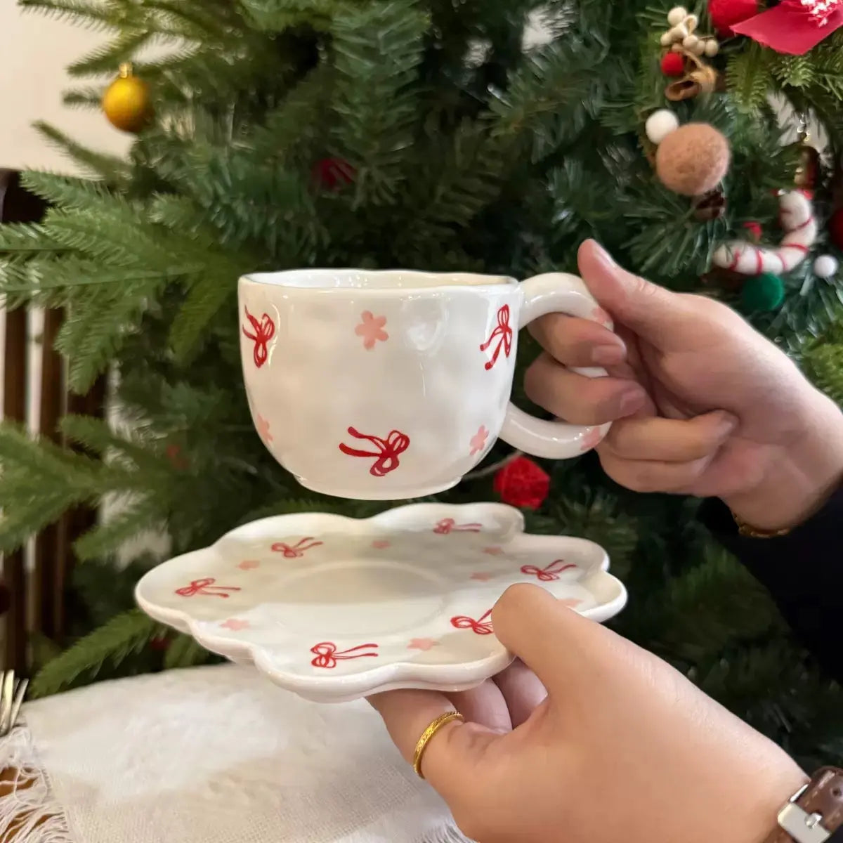 Ribbon Blossom Ceramic Cup & Saucer Sparkels  Sparkels