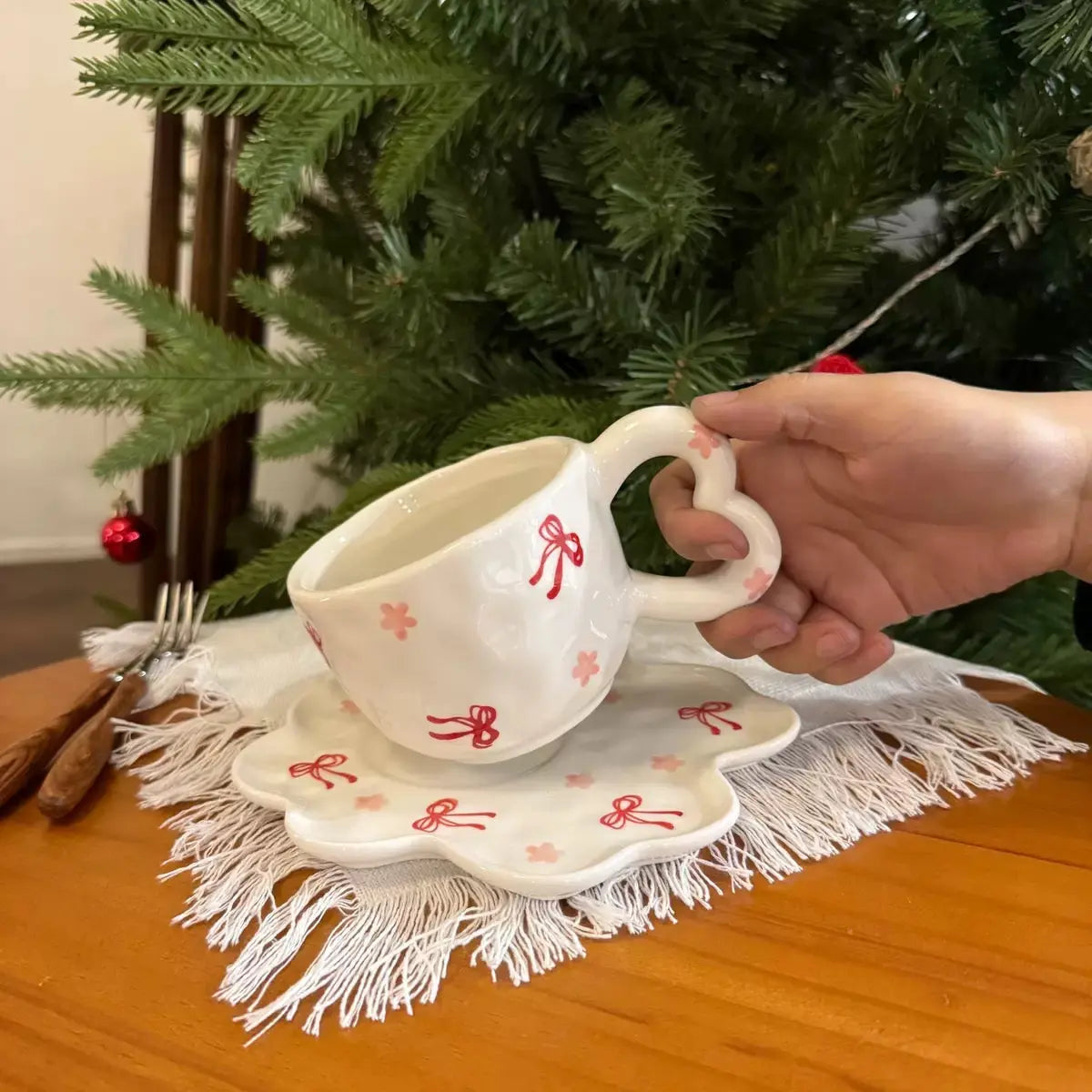 Ribbon Blossom Ceramic Cup & Saucer Sparkels  Sparkels