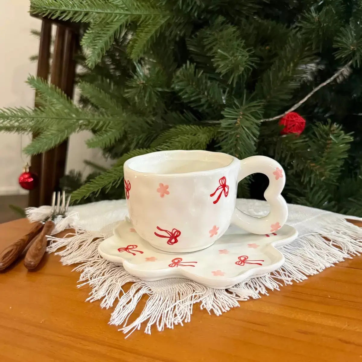 Ribbon Blossom Ceramic Cup & Saucer Sparkels  Sparkels
