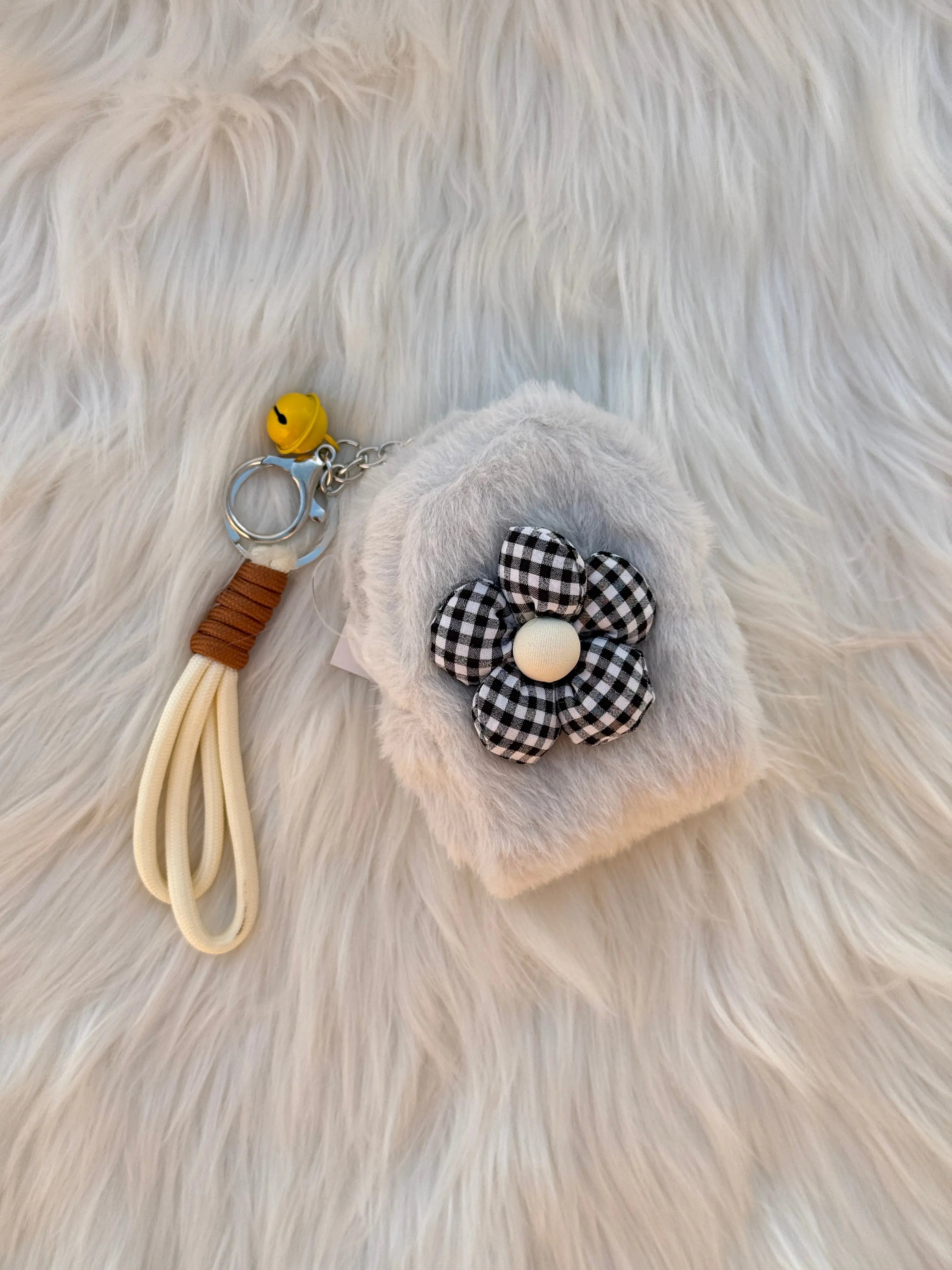 Cute Fluffy Flower Coin Pouch Keychain Sparkels  Sparkels