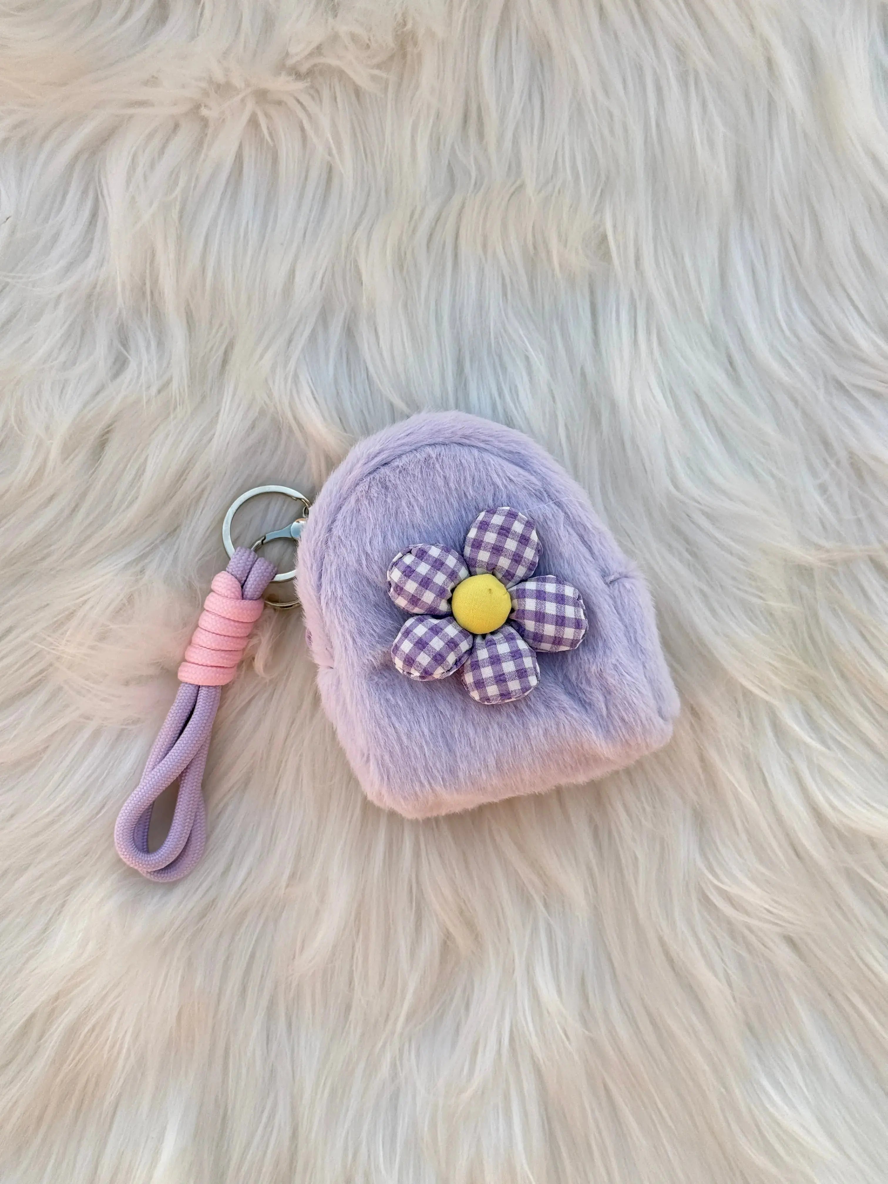 Cute Fluffy Flower Coin Pouch Keychain Sparkels  Sparkels