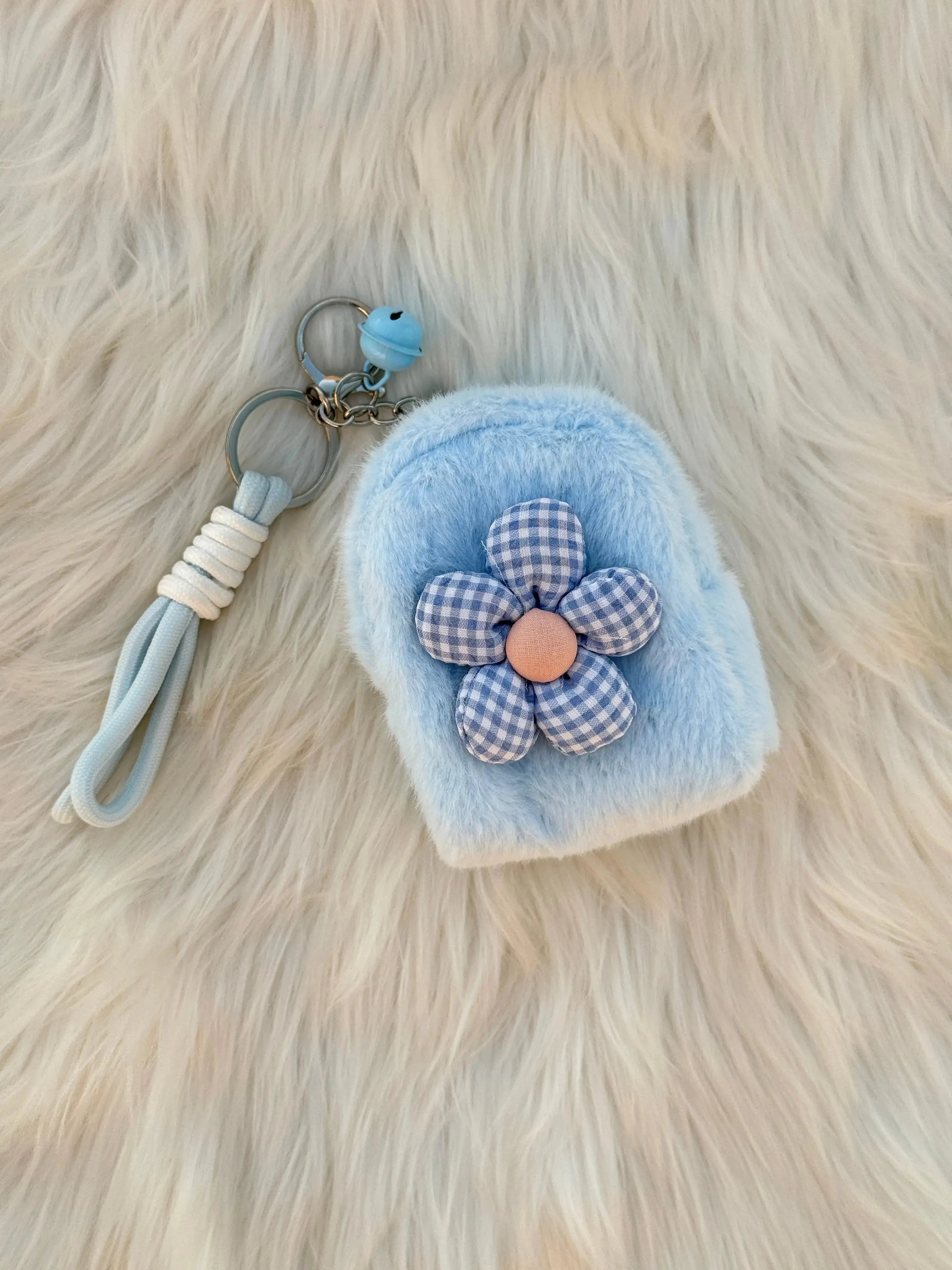 Cute Fluffy Flower Coin Pouch Keychain Sparkels  Sparkels