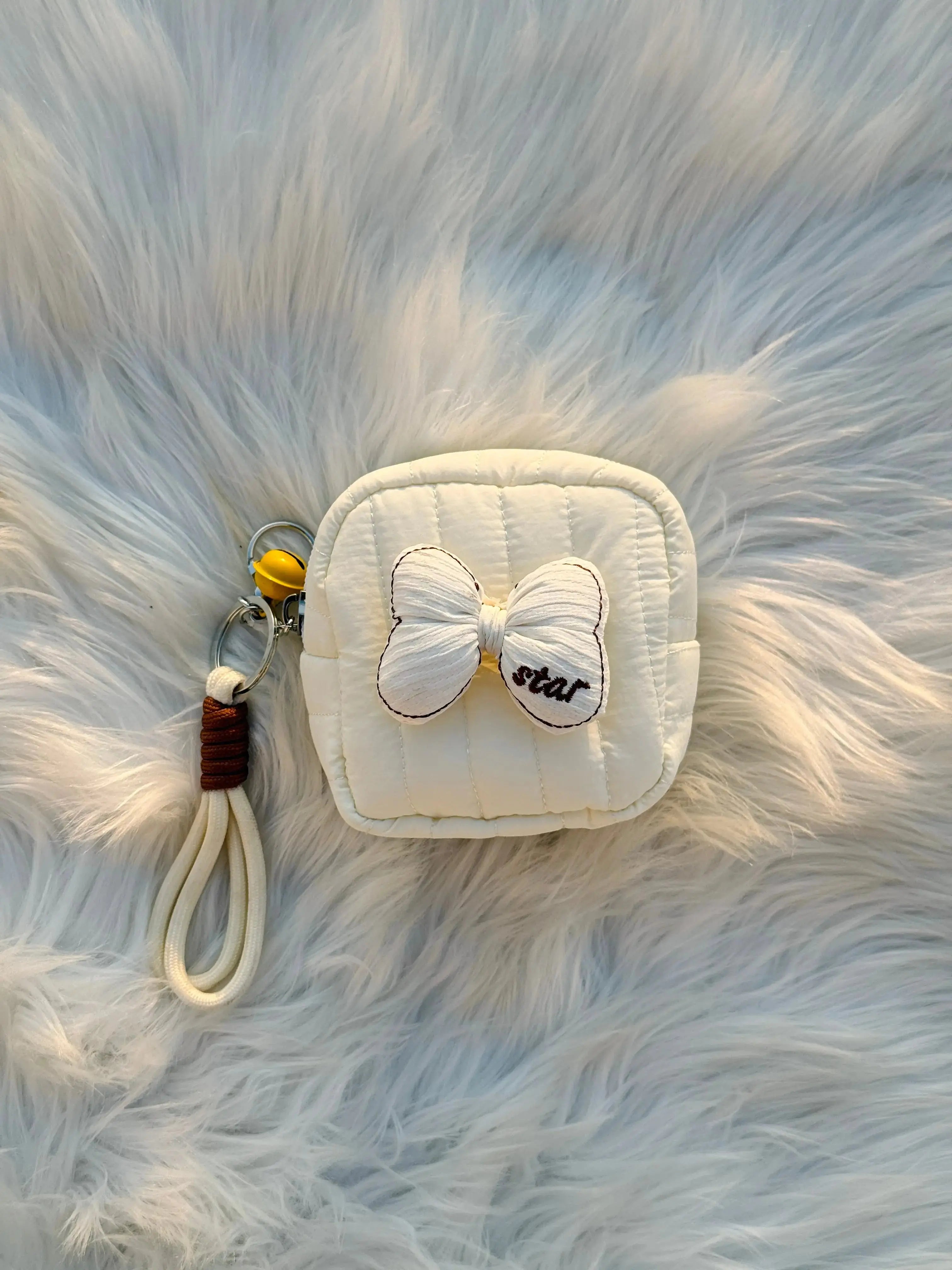 Cute Pastel Bow Coin Pouch Keychain Sparkels  Sparkels