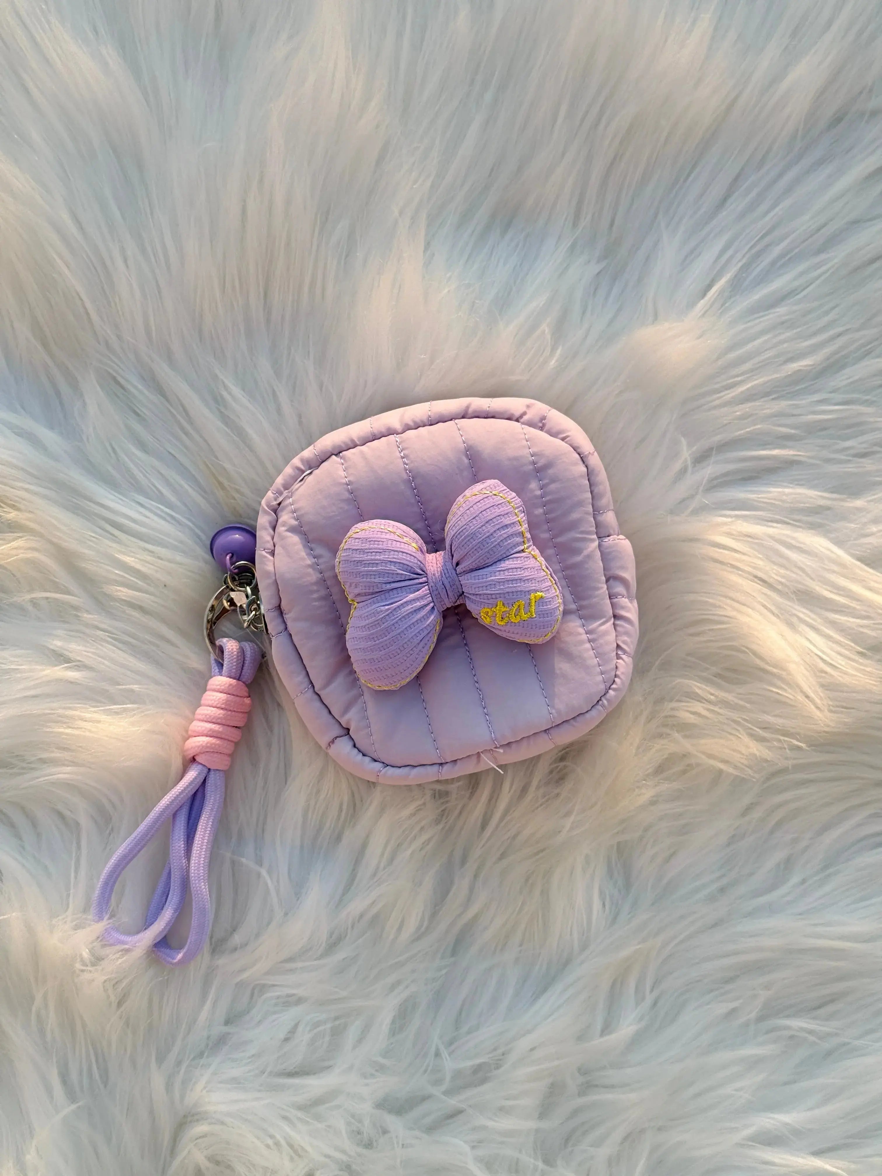 Cute Pastel Bow Coin Pouch Keychain Sparkels  Sparkels
