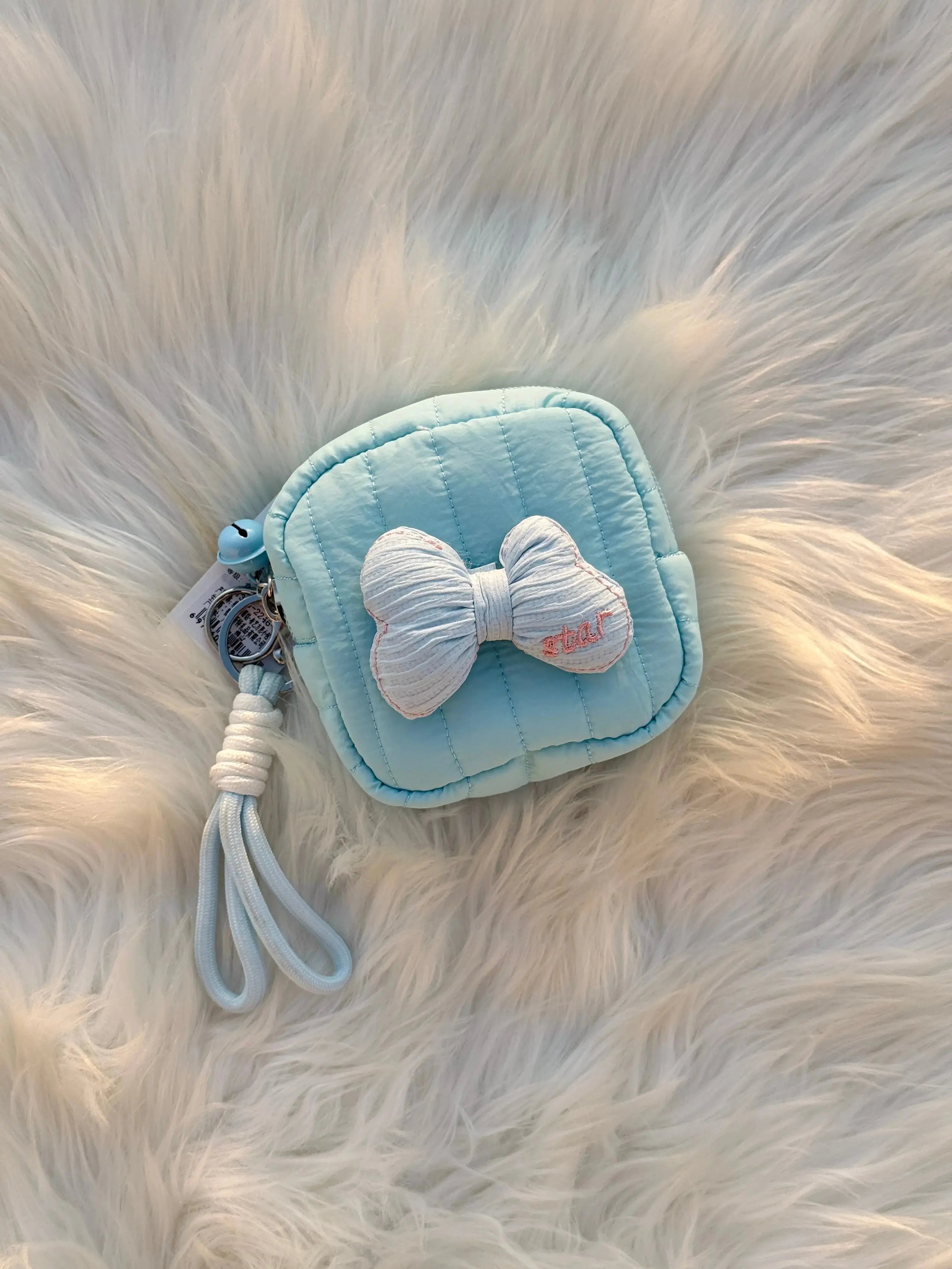 Cute Pastel Bow Coin Pouch Keychain Sparkels  Sparkels