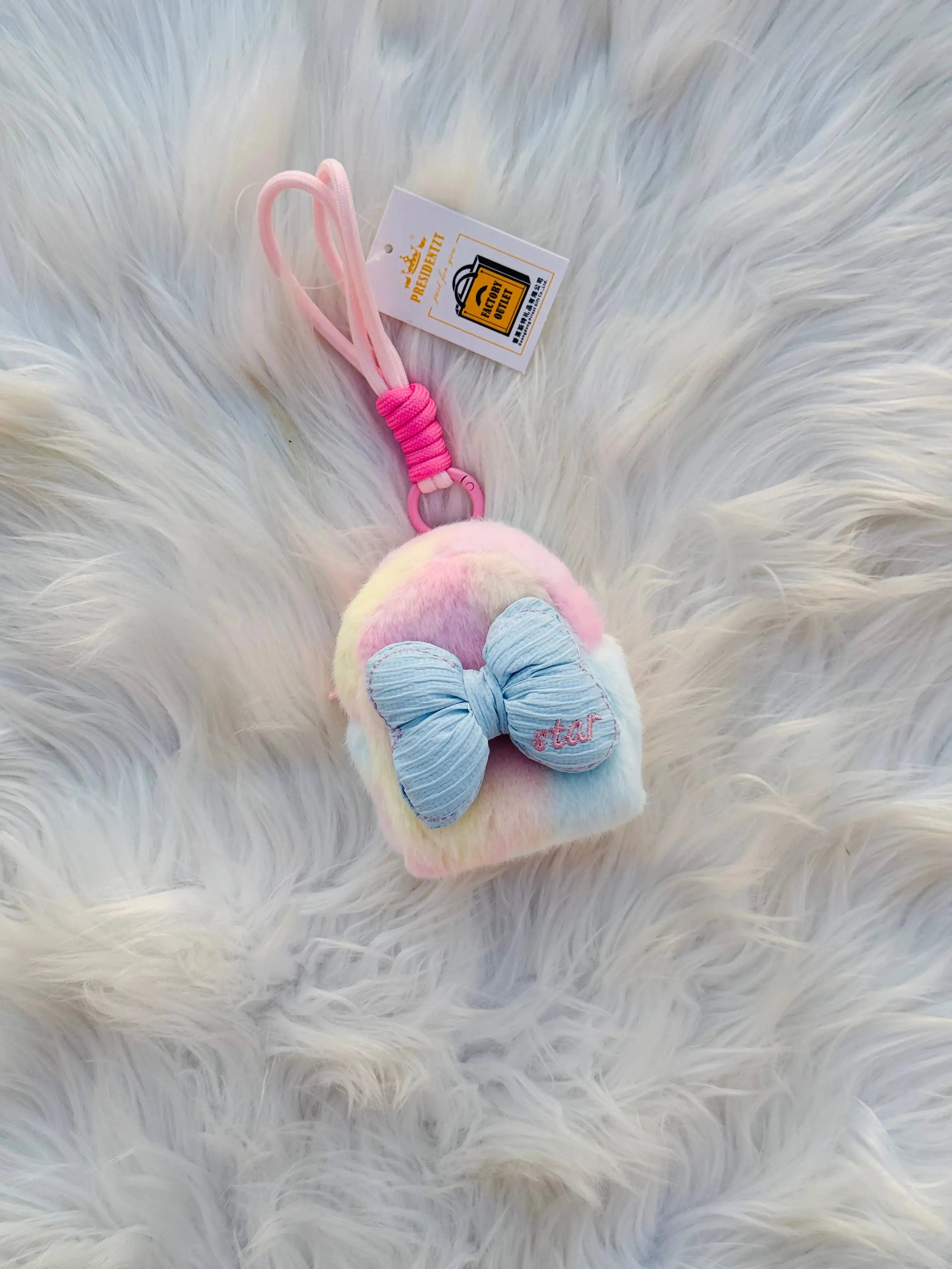 Cute Fluffy Bow Coin Pouch Keychain Sparkels  Sparkels