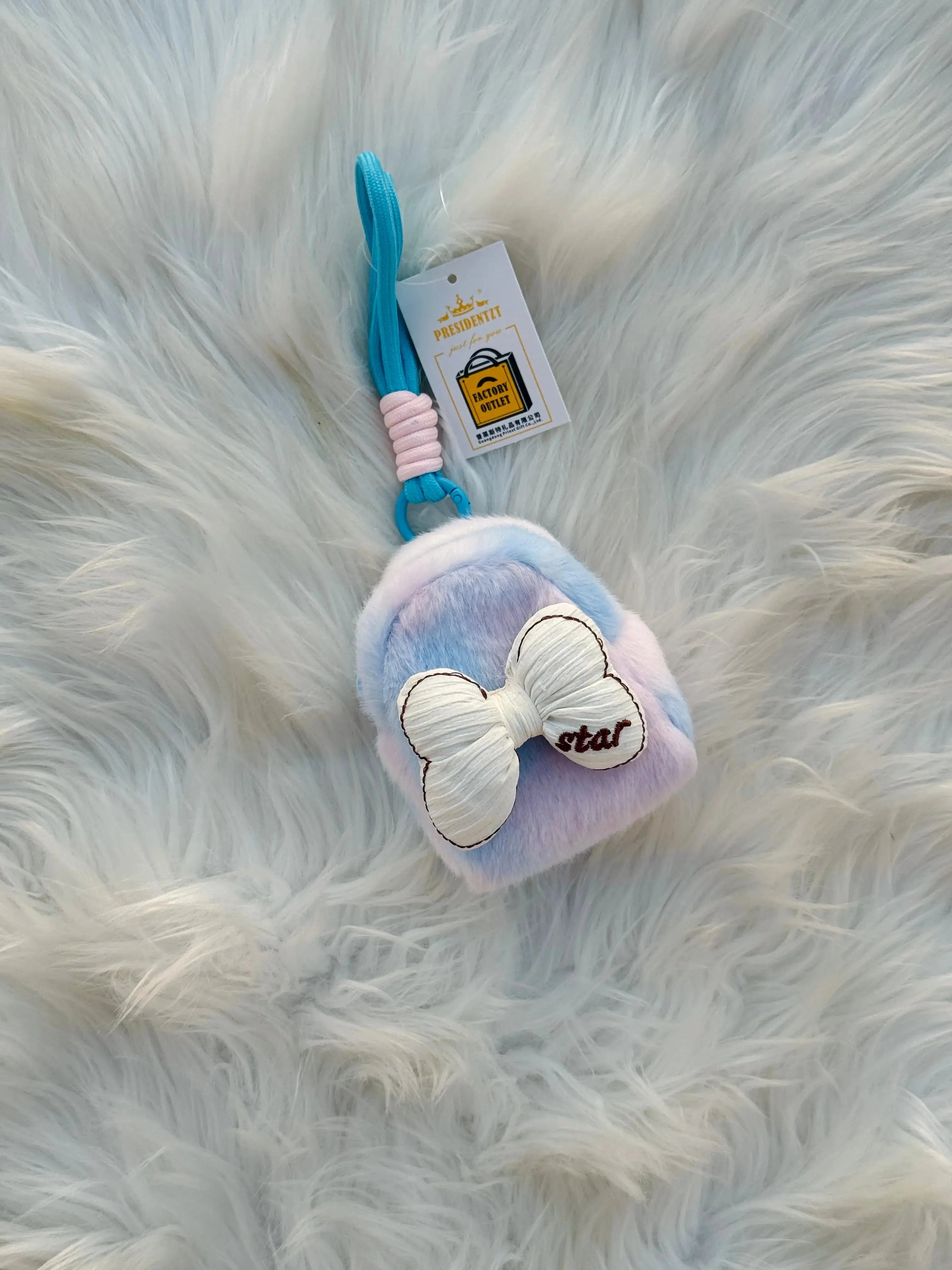 Cute Fluffy Bow Coin Pouch Keychain Sparkels  Sparkels