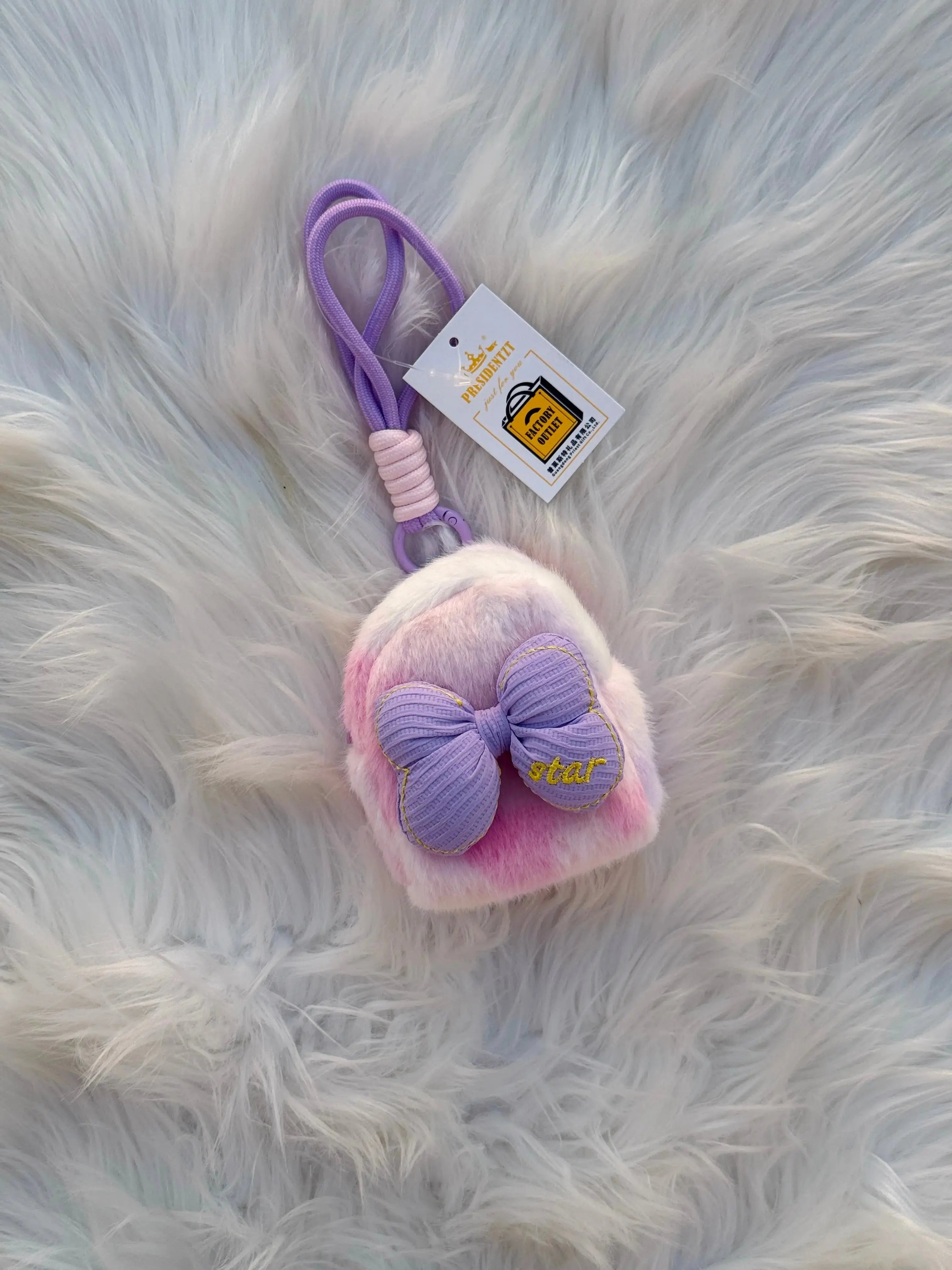 Cute Fluffy Bow Coin Pouch Keychain Sparkels  Sparkels