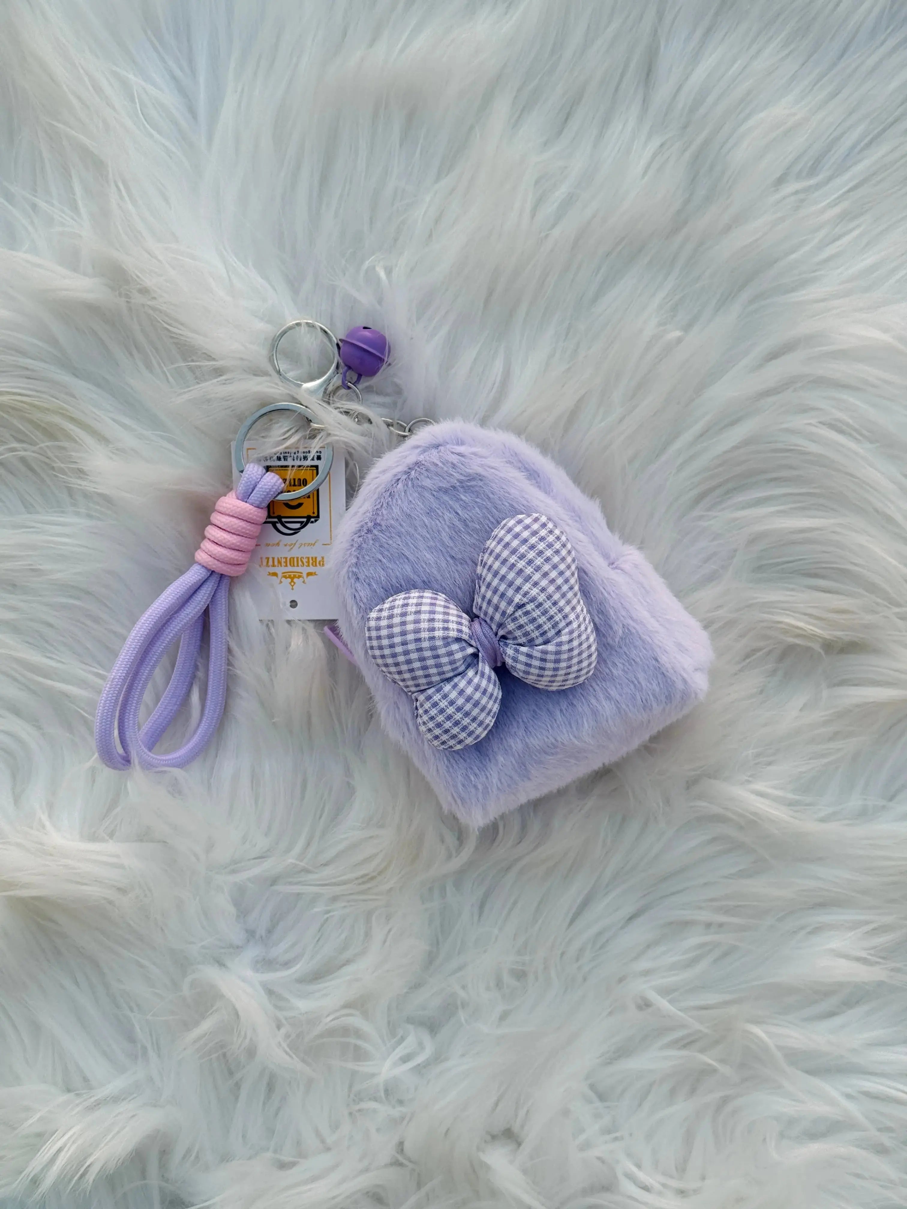Cute Fluffy Mini Backpack Coin Pouch Keychain Sparkels  Sparkels