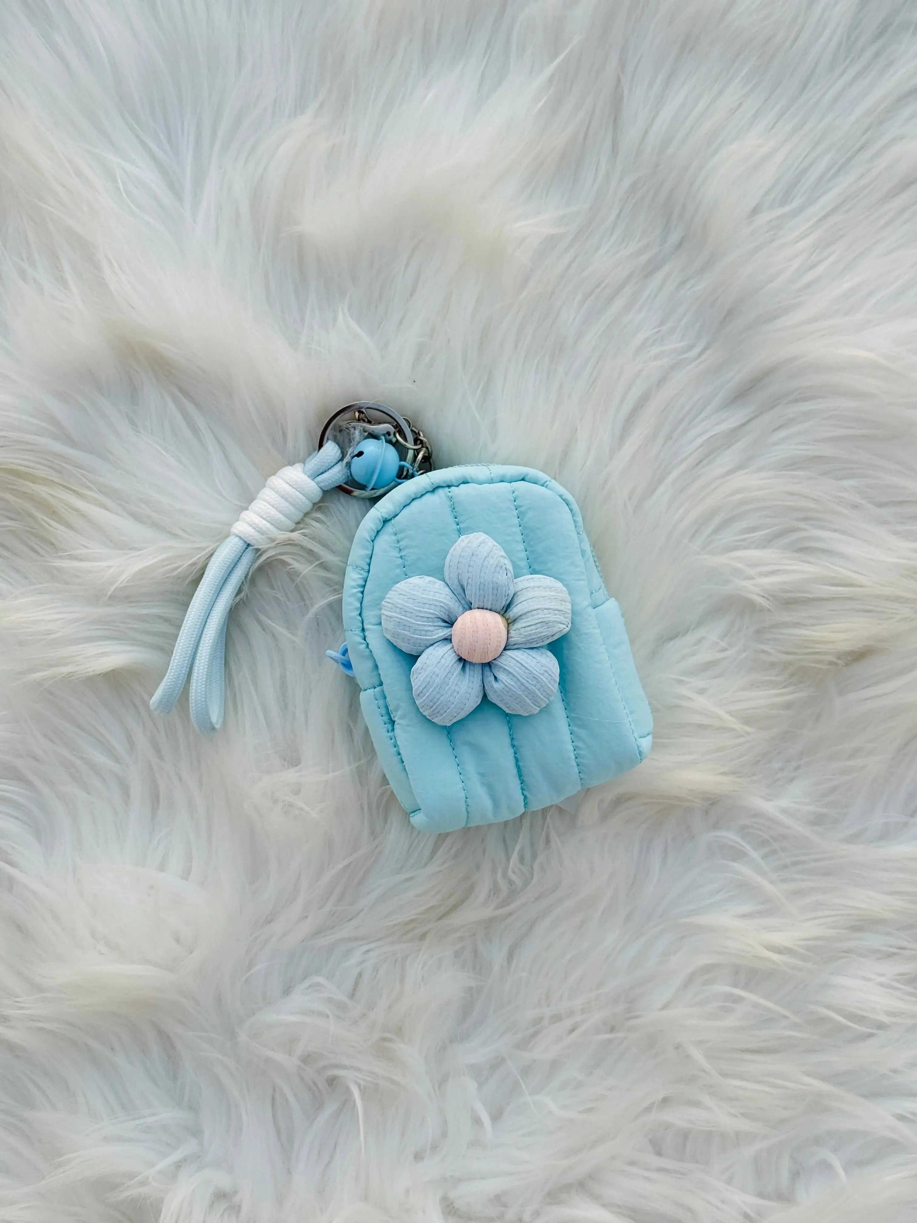 Cute Mini Backpack Coin Pouch Keychain with Flower Sparkels  Sparkels